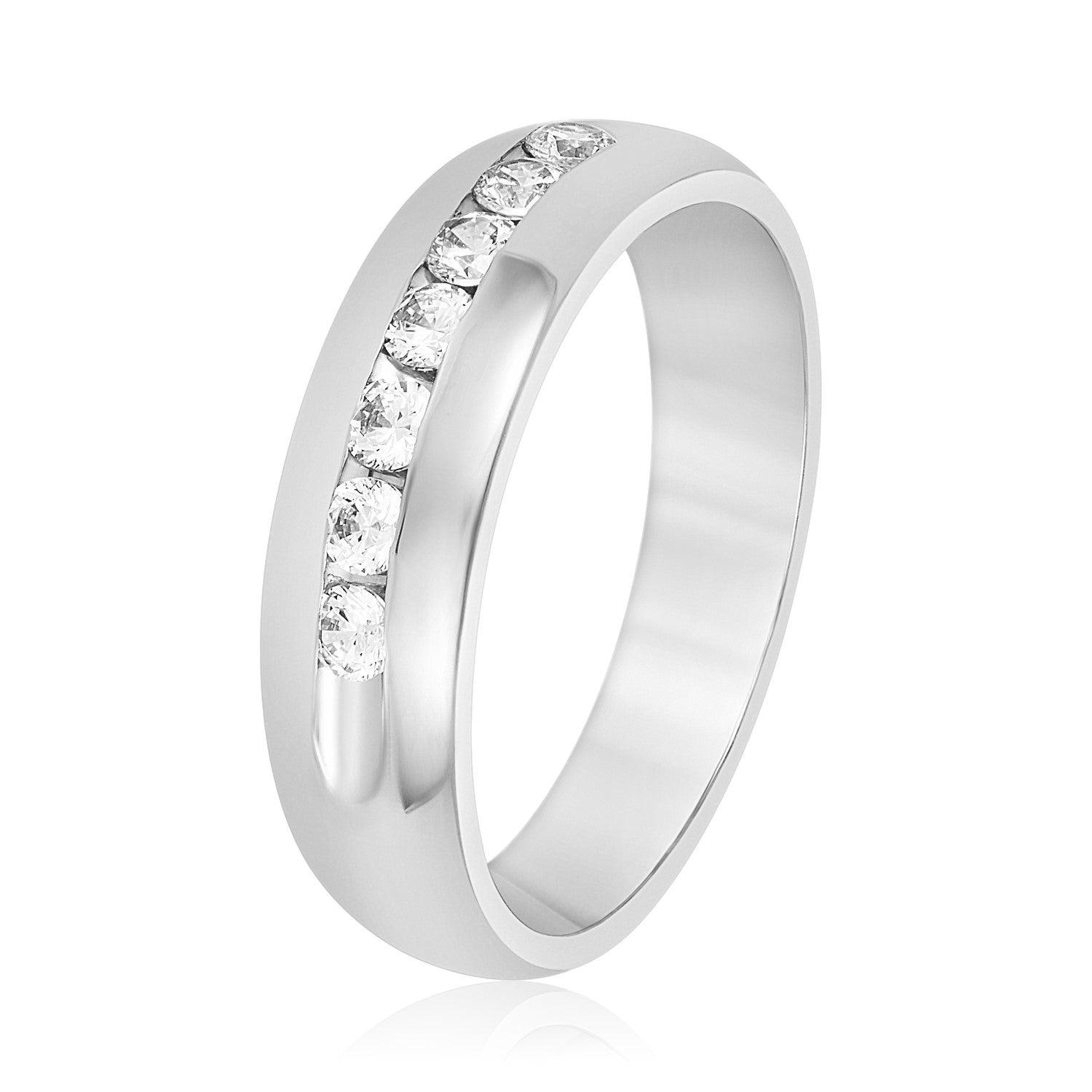Domed Channel Set Men's Diamond Wedding Band