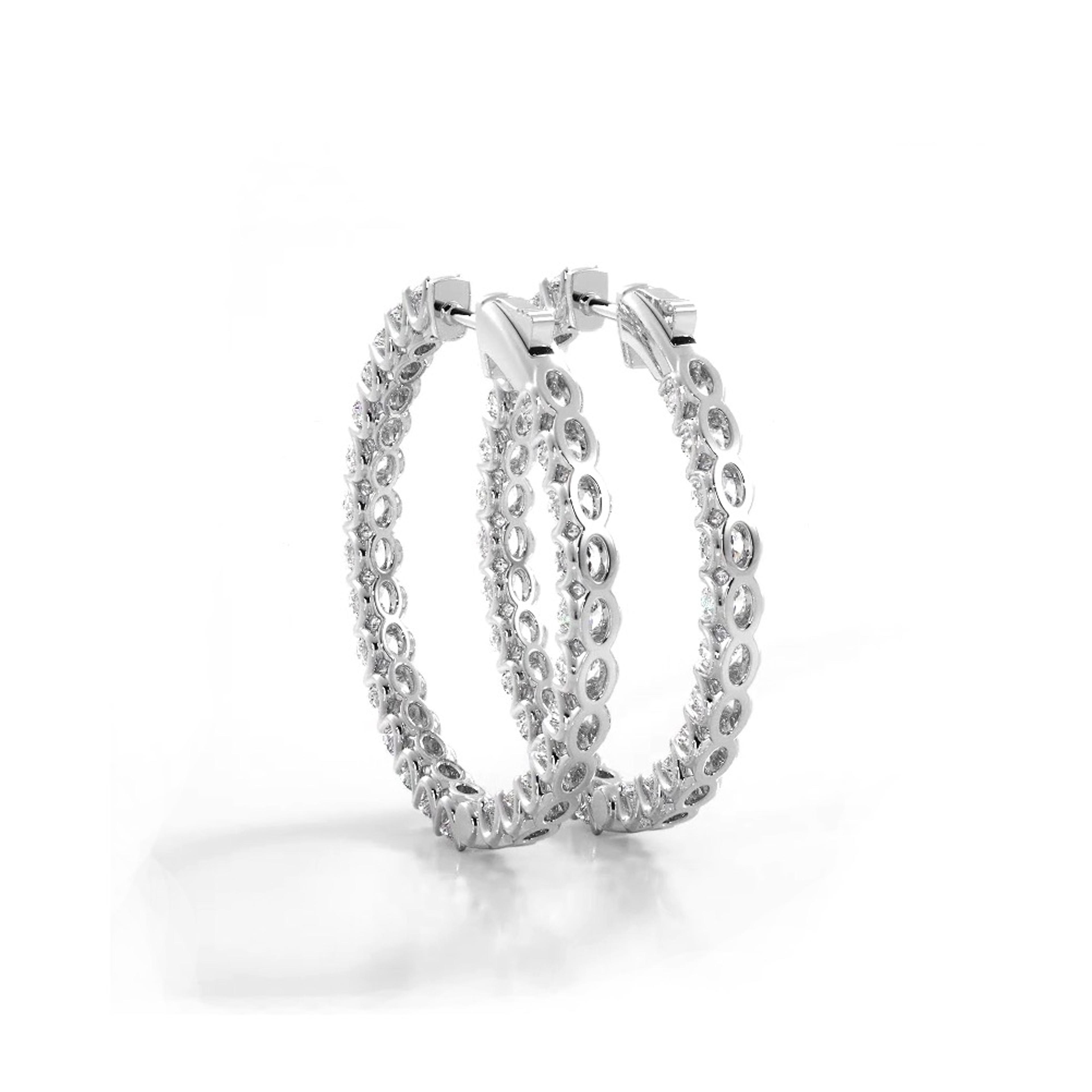 2.30 ctw. Inside Out U Prong Diamond Medium Hoop Earrings