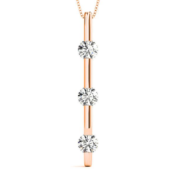 Bar Set 1.00 ctw Diamond Three Stone Necklace Pendant-VIRABYANI