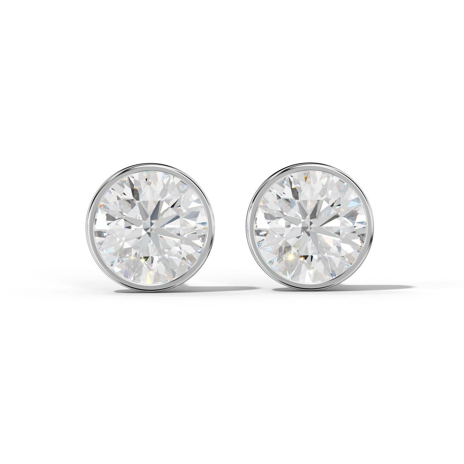Round Diamond Stud Earrings With Martini Bezel Set