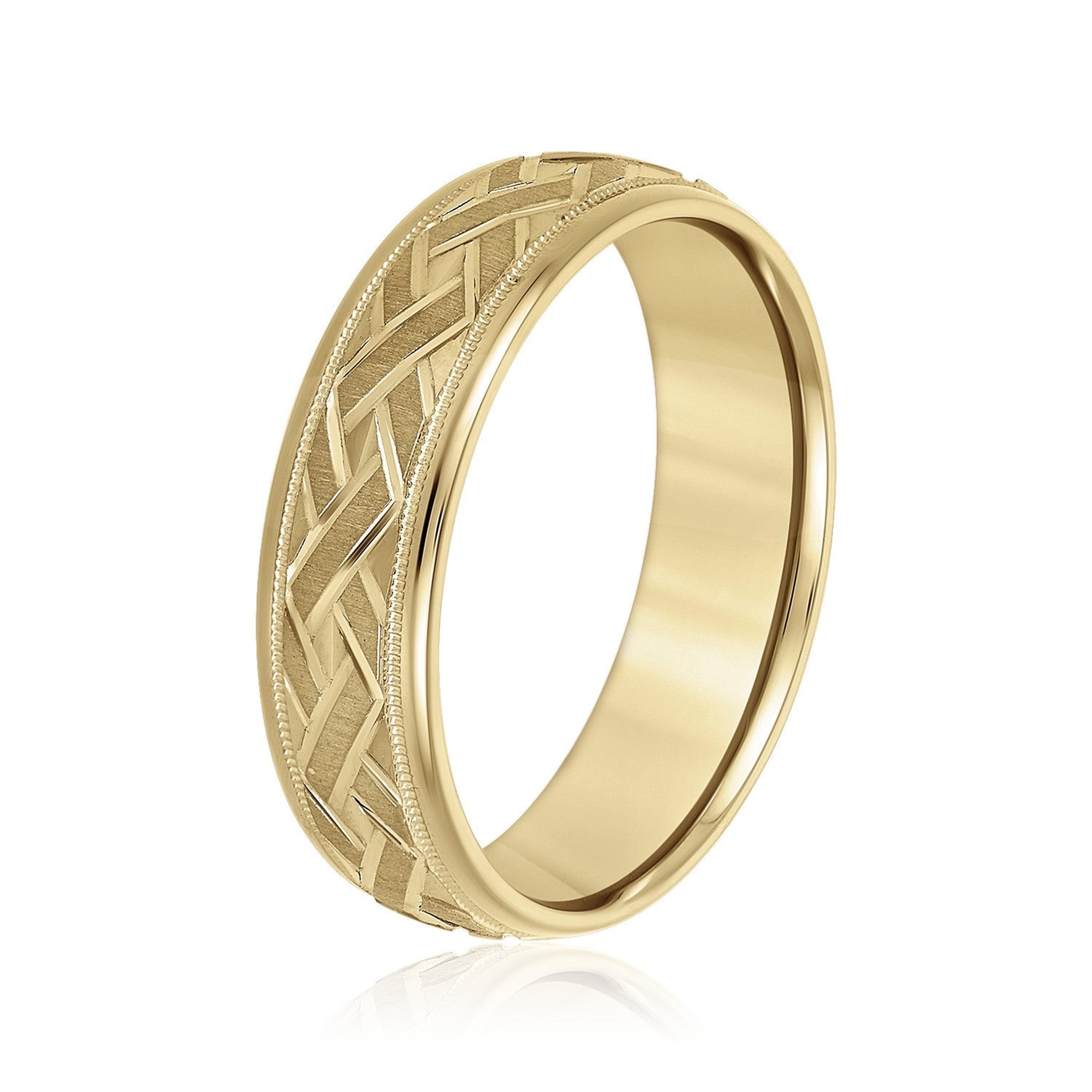 Men's Basket Weave Design Wedding Band