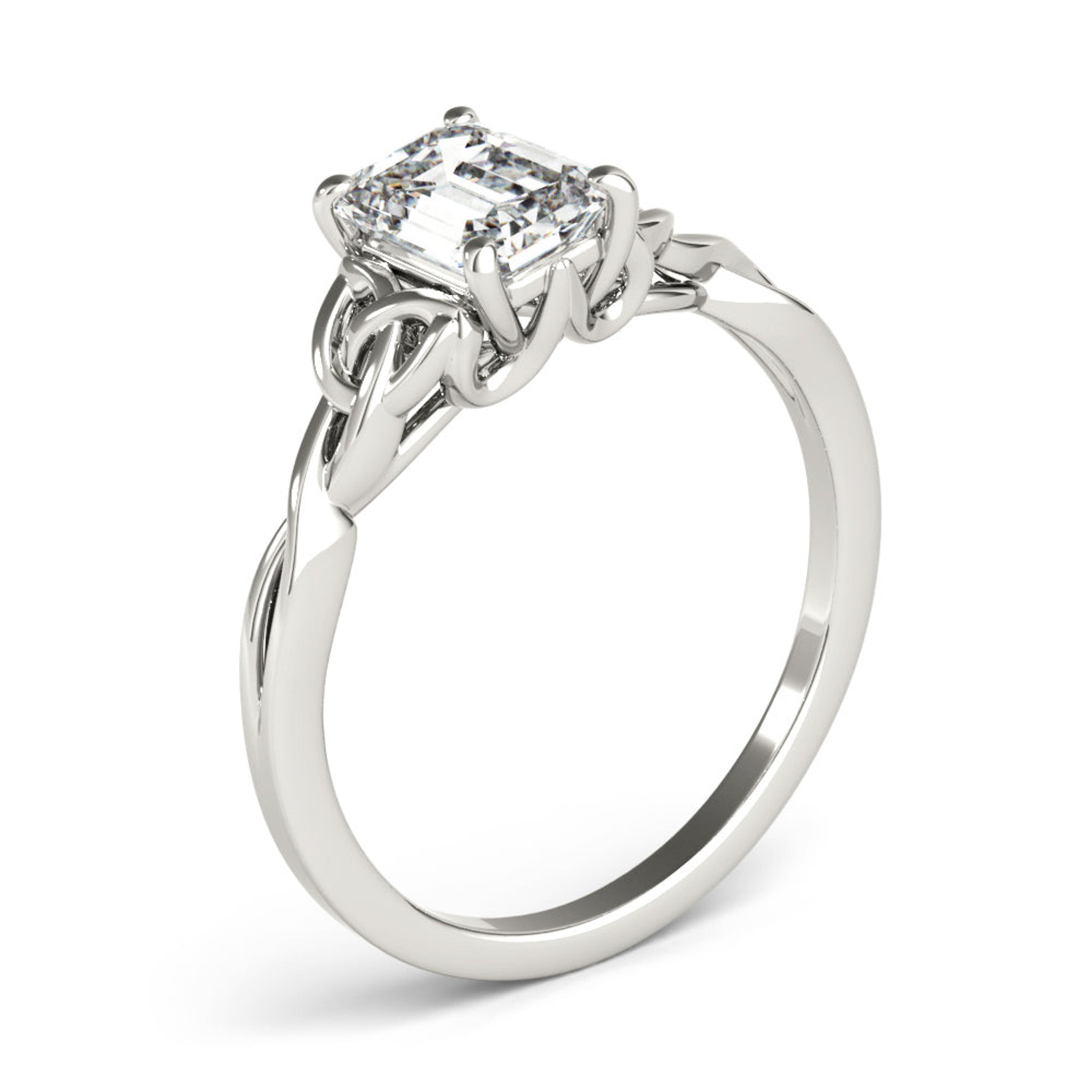 Celtic Love Knot Emerald Lab Grown Diamond Solitaire Engagement Ring IGI Certified