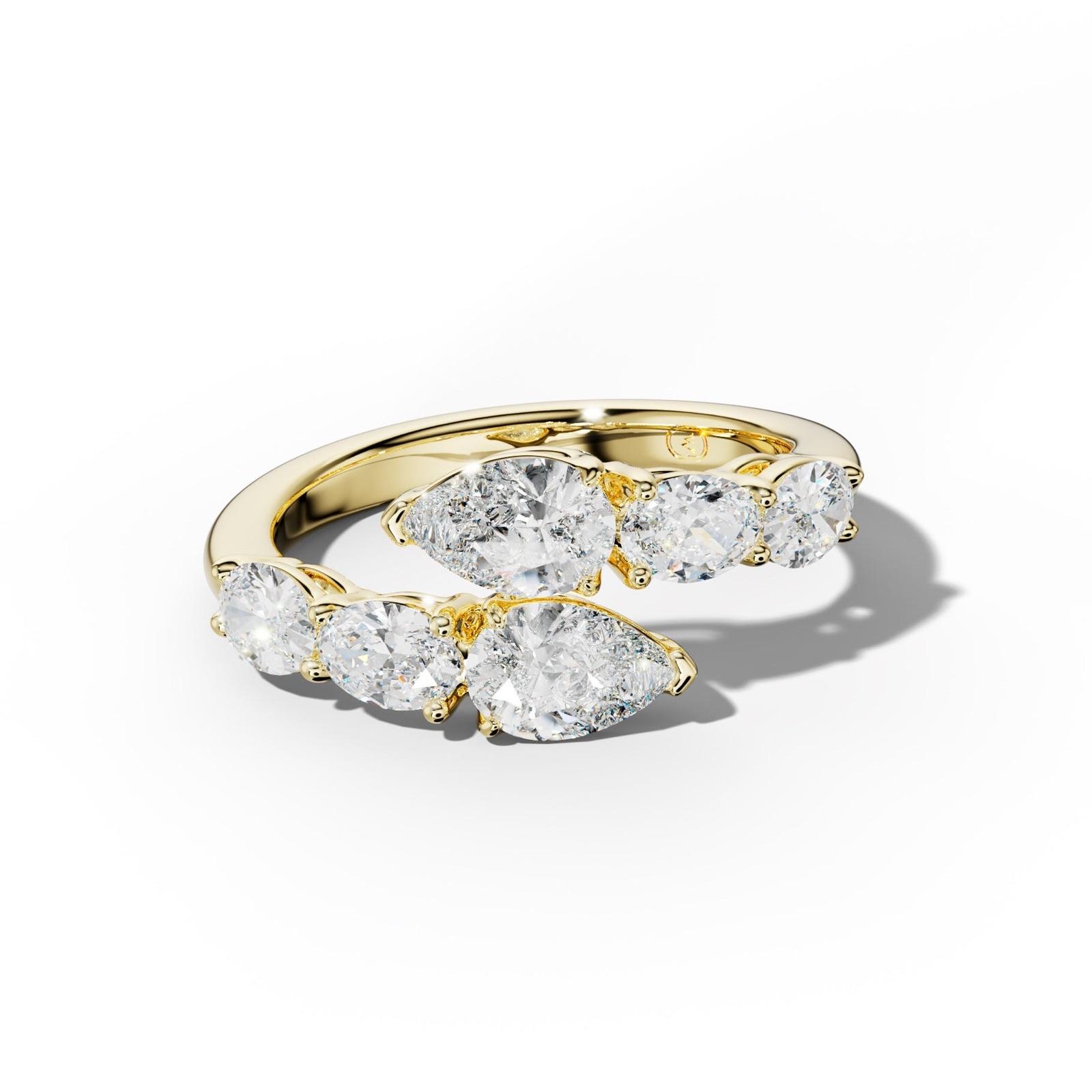 2.0 ct Oval and Pear Shape Diamond Open Wedding Band
