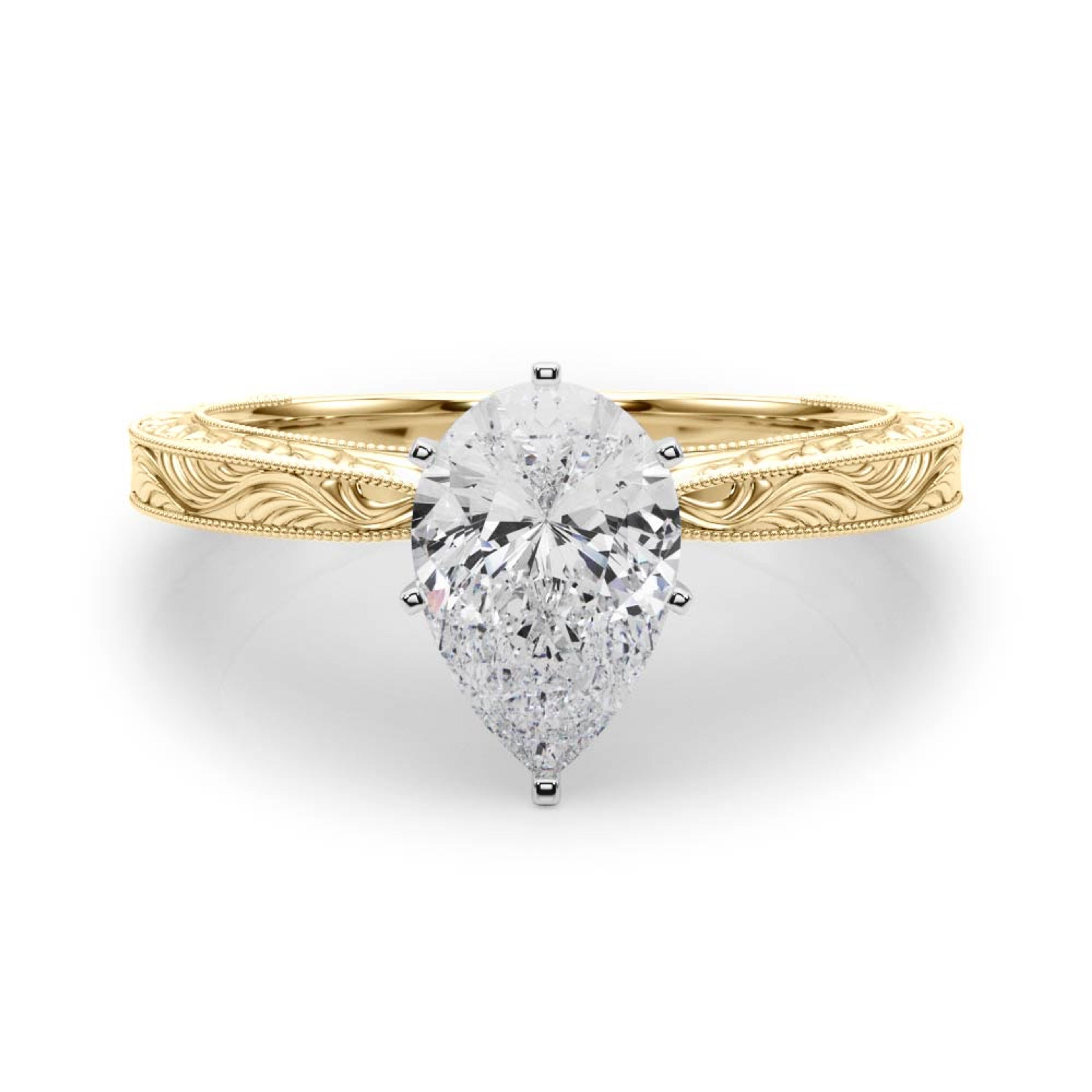 Victoria Pear Lab Grown Diamond Solitaire Engagement Ring IGI Certified