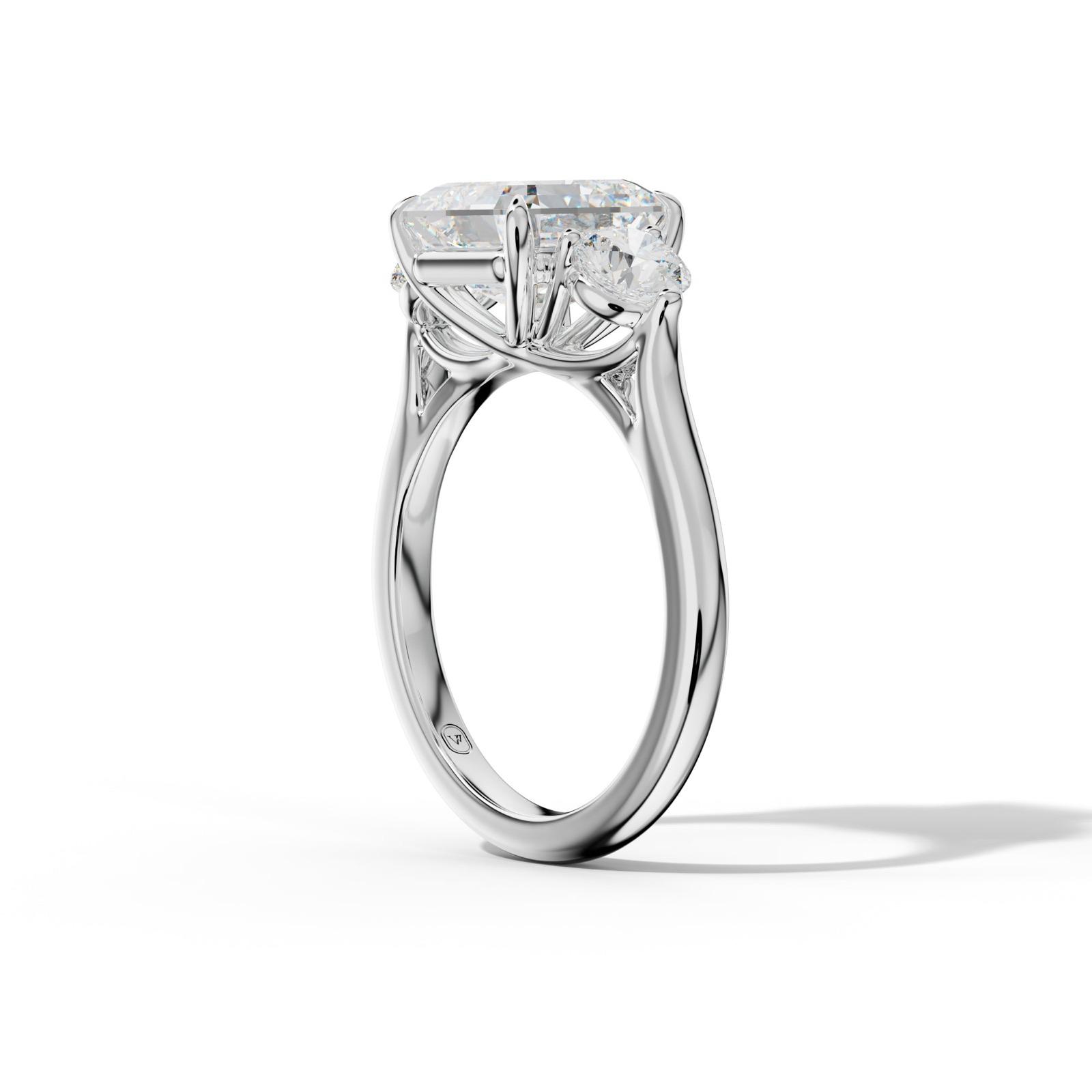 Elsa Asscher Cut Diamond Round Side Diamond Engagement Ring