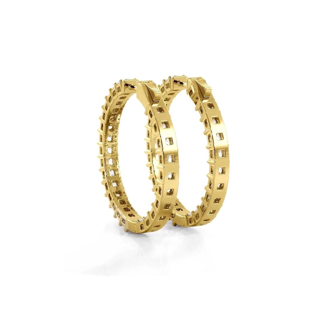 Classic 8.0 ctw. Princess Cut Diamond Hoop Earrings