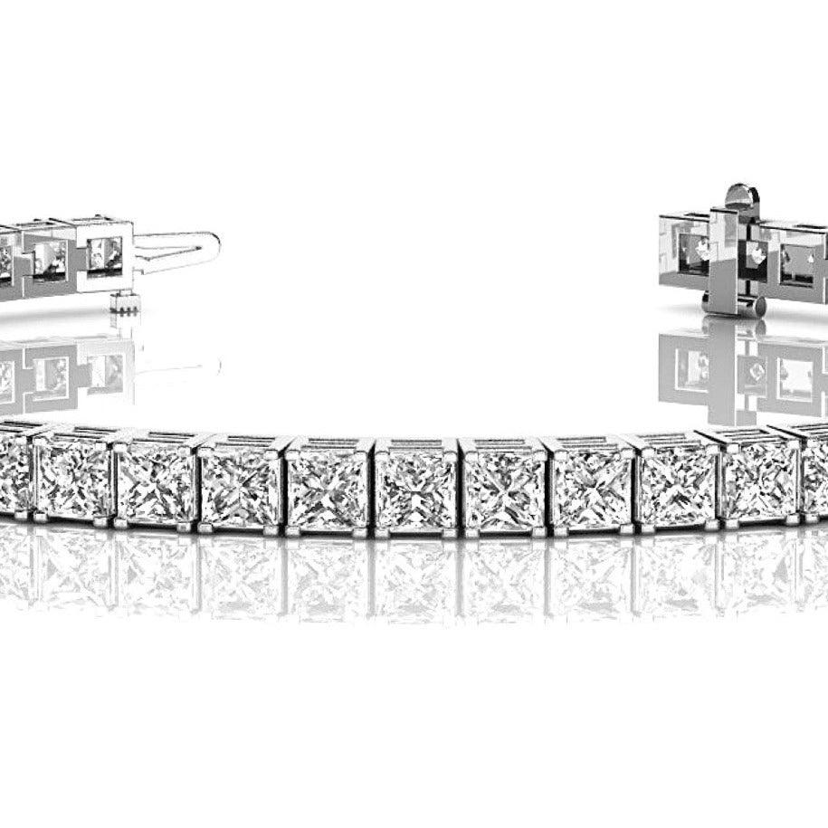 10.0 ctw Princess Cut Diamond Tennis Bracelet With Modern Square Prongs-VIRABYANI