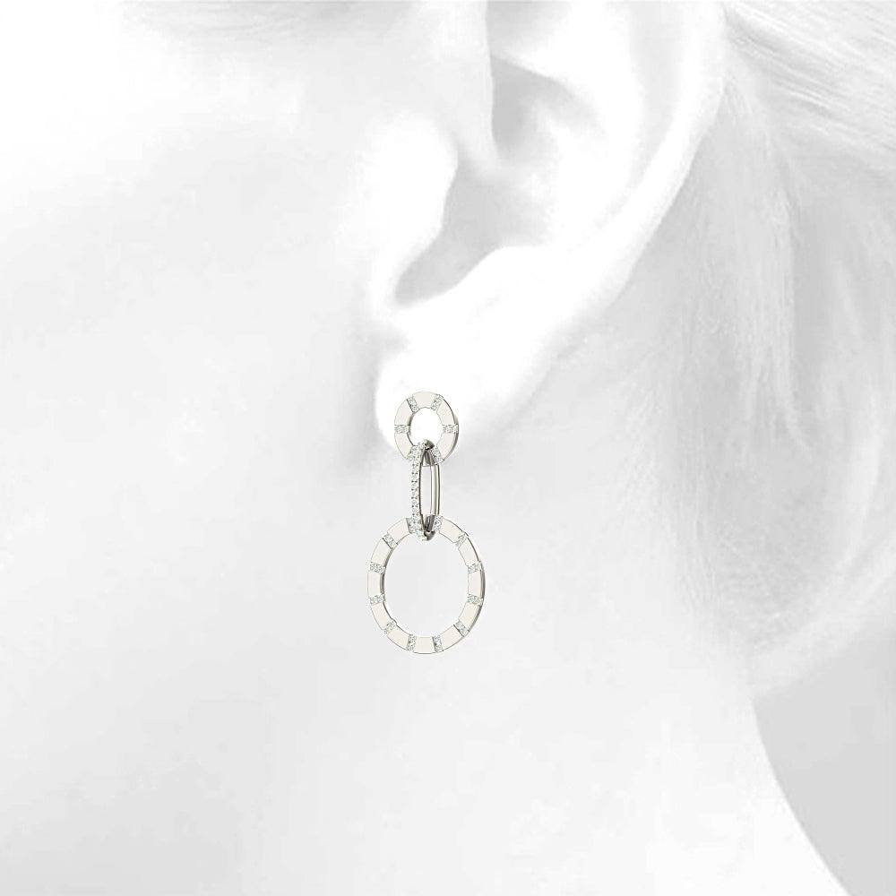 1.00 ctw Diamond Circle Drop Earrings-VIRABYANI