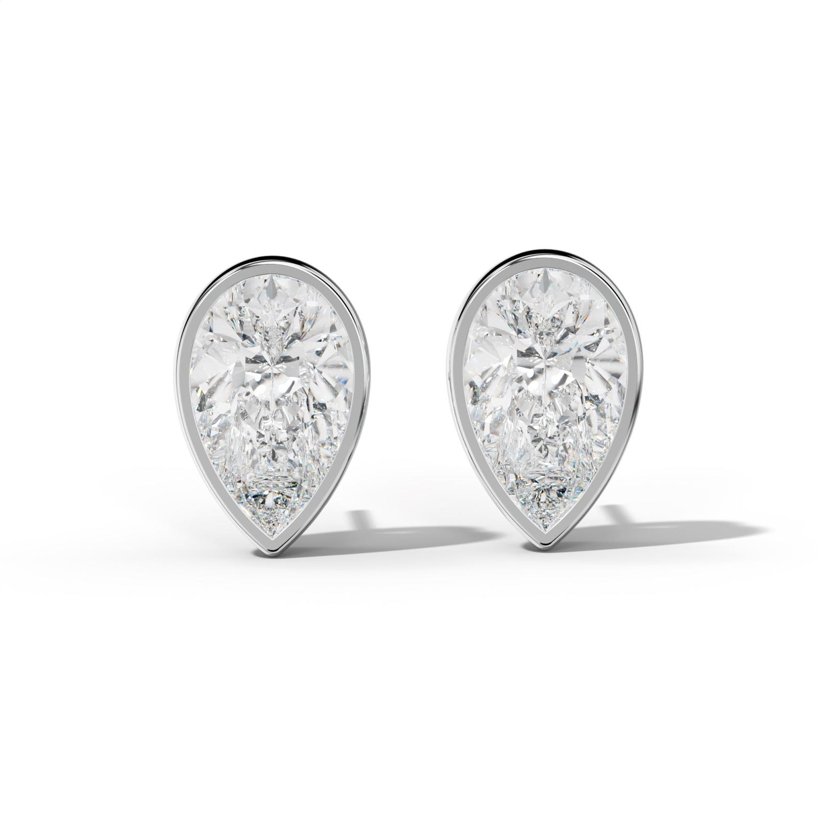 Pear Shape Diamond Stud Earrings With Bezel Setting