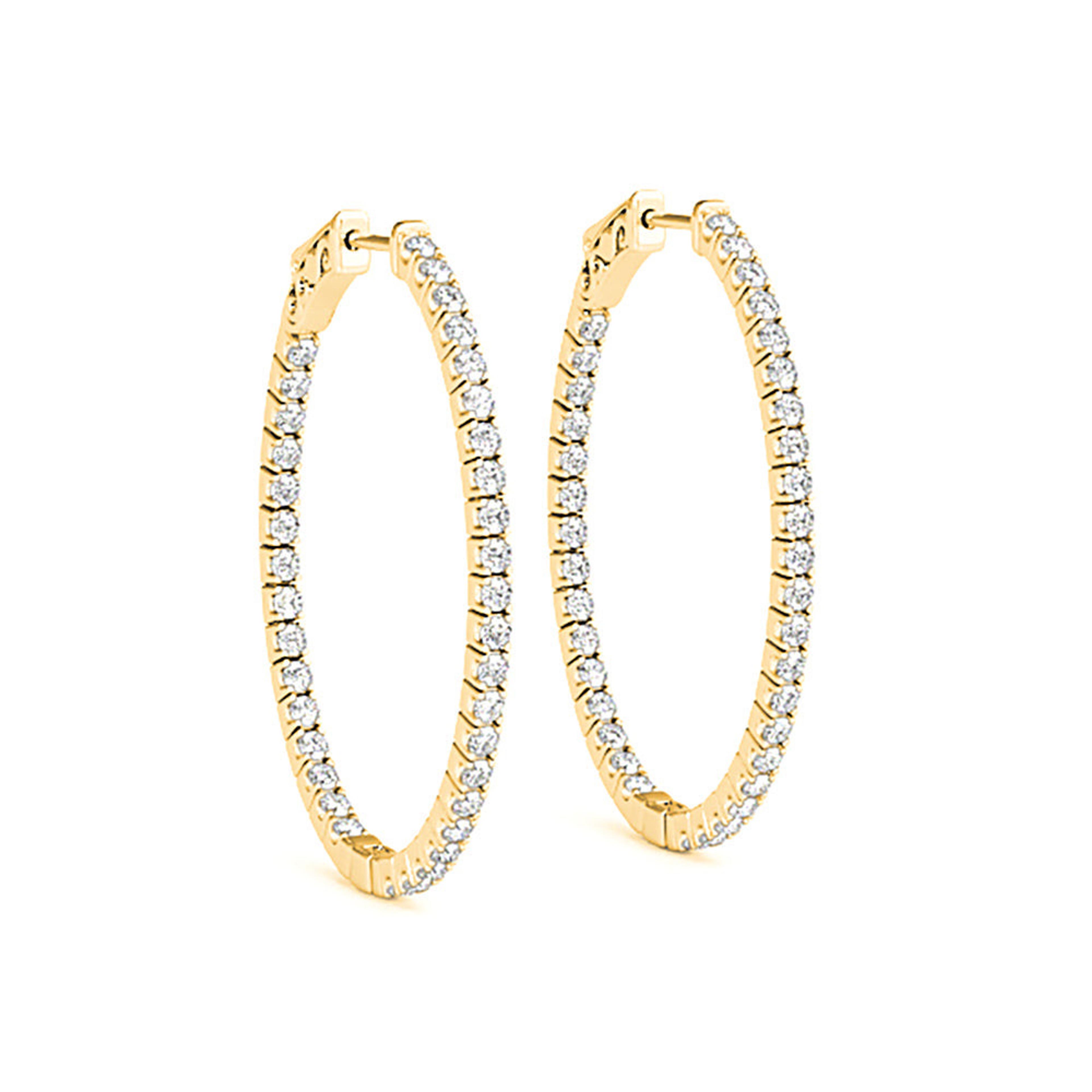 Inside-Out 1.50 ctw Diamond Hoop Earrings "U" Prong Set