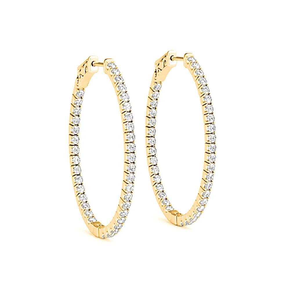Inside-Out 1.50 ctw Diamond Hoop Earrings "U" Prong Set