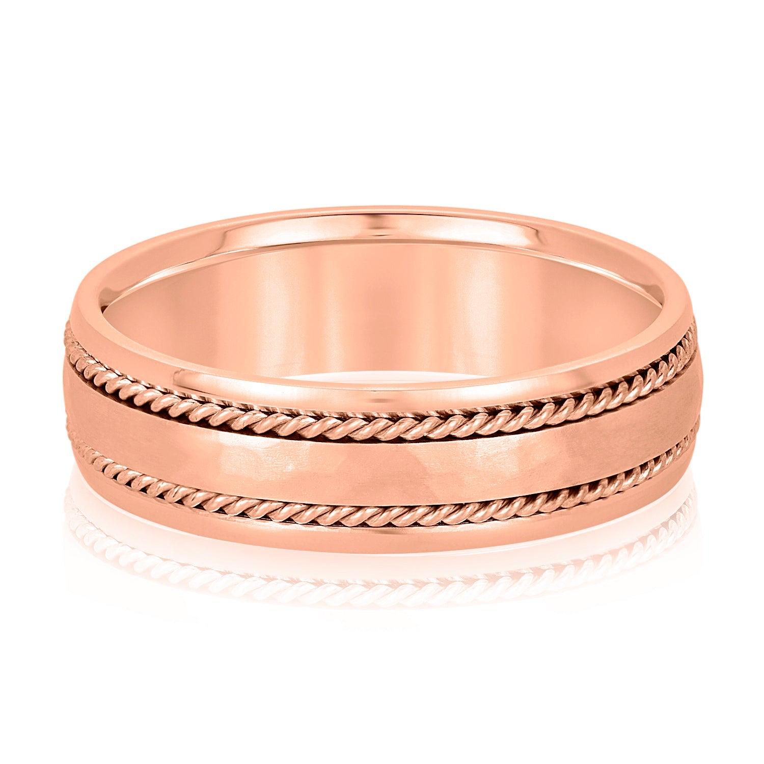 Men's Double Wide Rope Design Plain Wedding Band