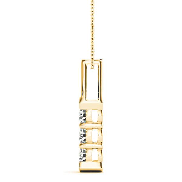 1.00 ctw Diamond Three Stone Necklace Pendant-VIRABYANI