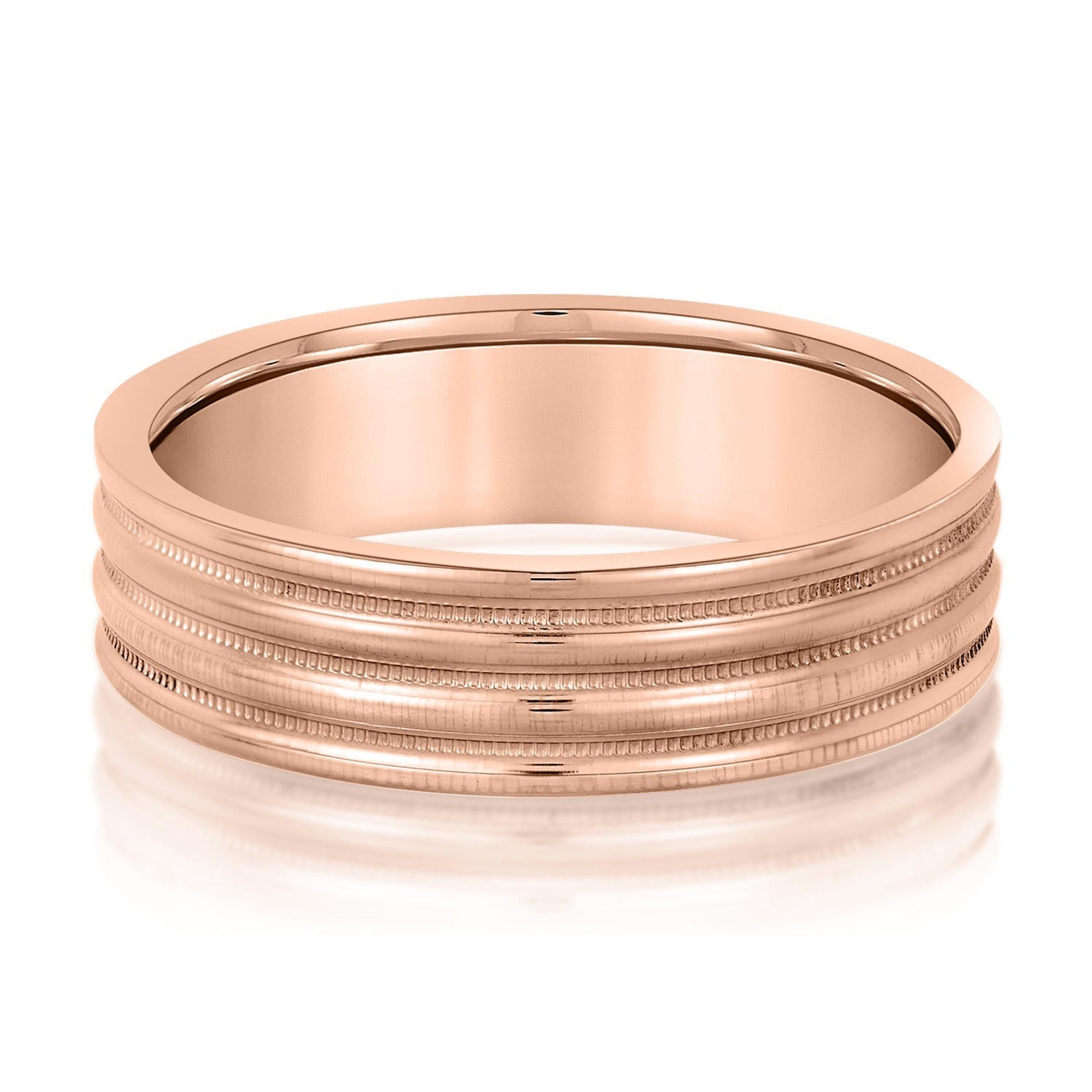 Men's Alternating Milgrain Rows and Fine Textured Layers Band