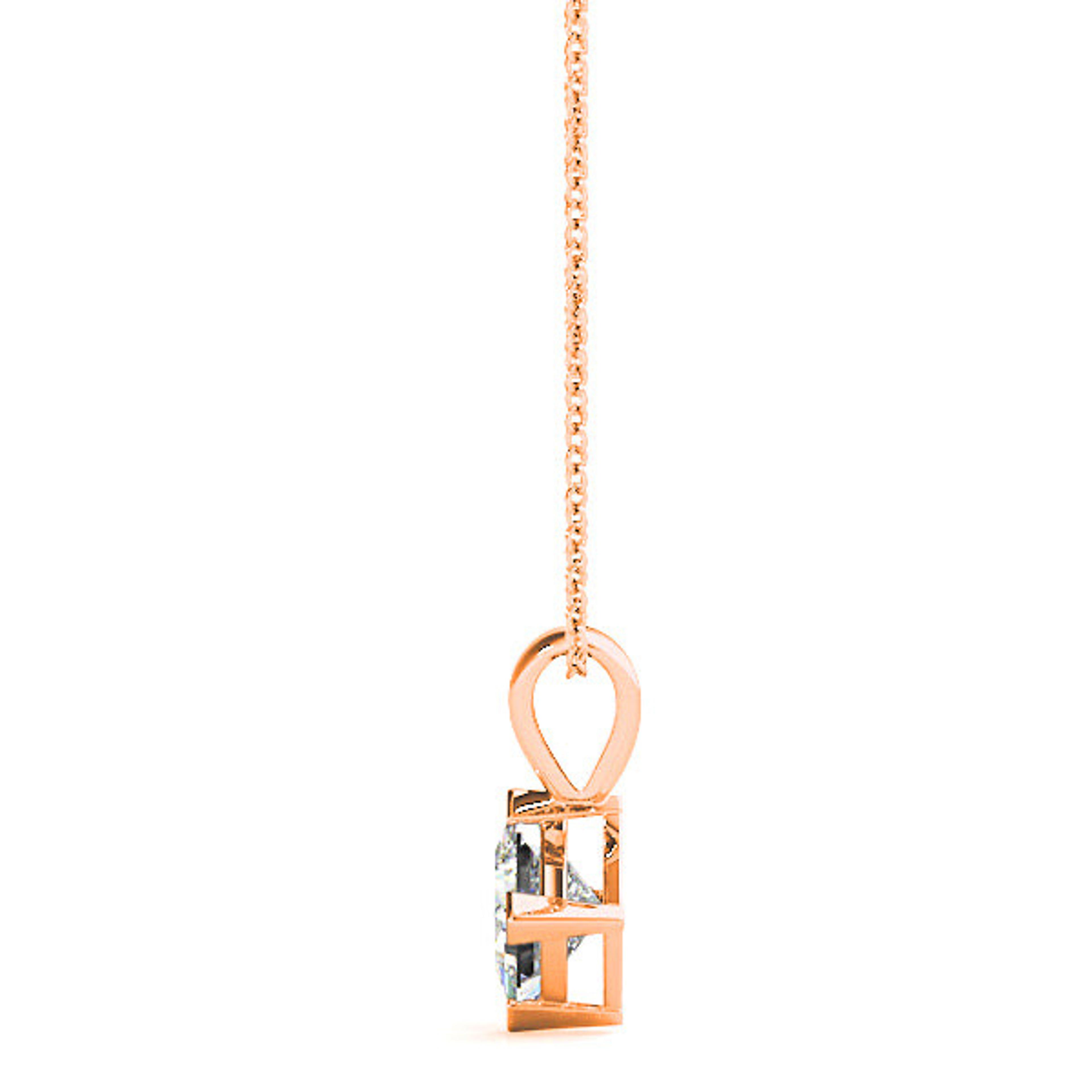 V Prong Princess Cut Diamond Solitaire Necklace Pendant-VIRABYANI