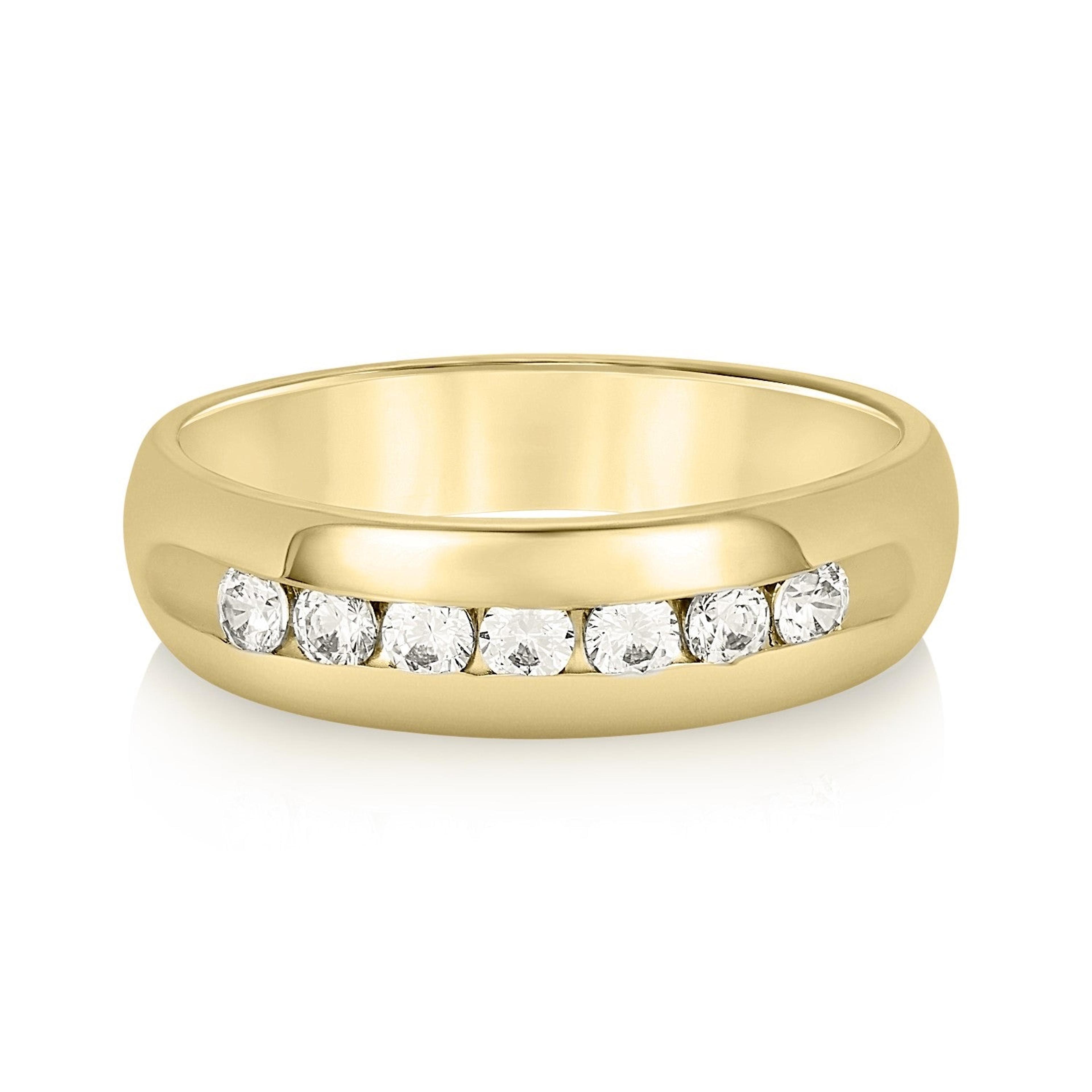 Domed Channel Set Men's Diamond Wedding Band