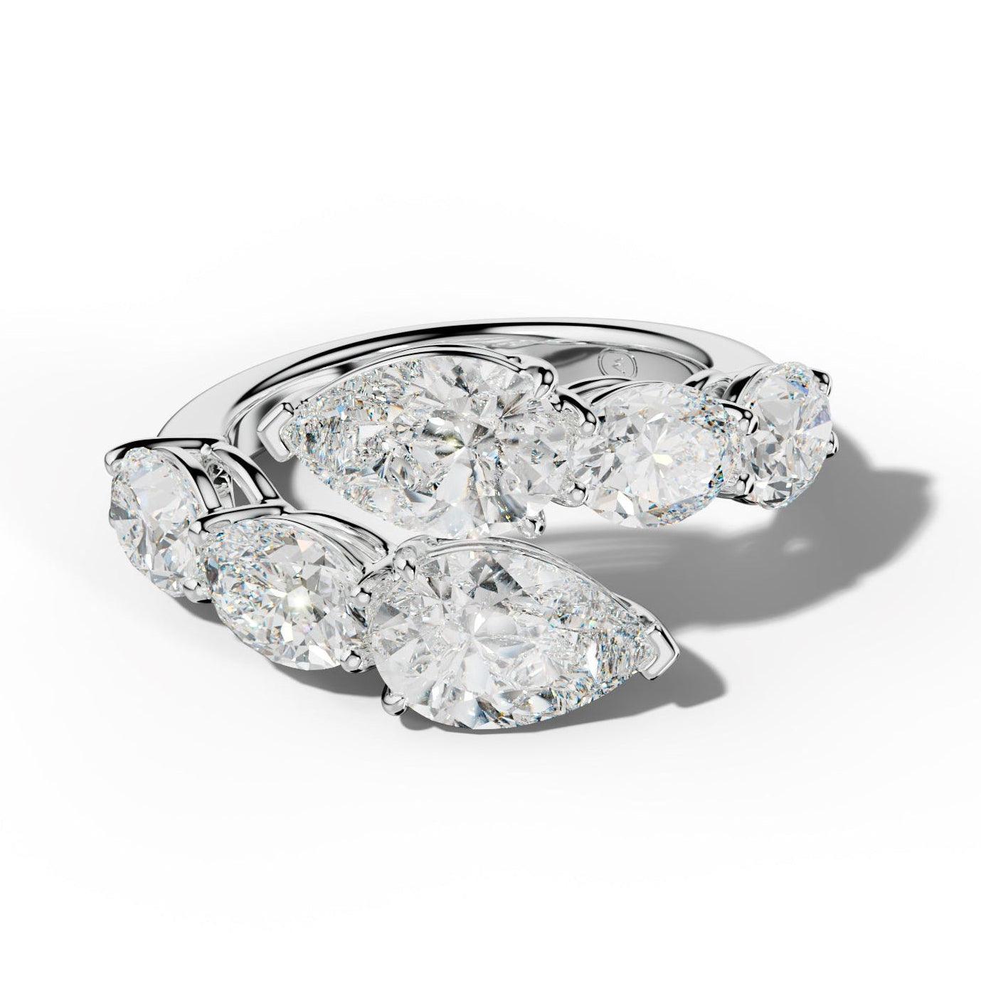 6.0 ct Oval and Pear Shape Diamond Open Wedding Band