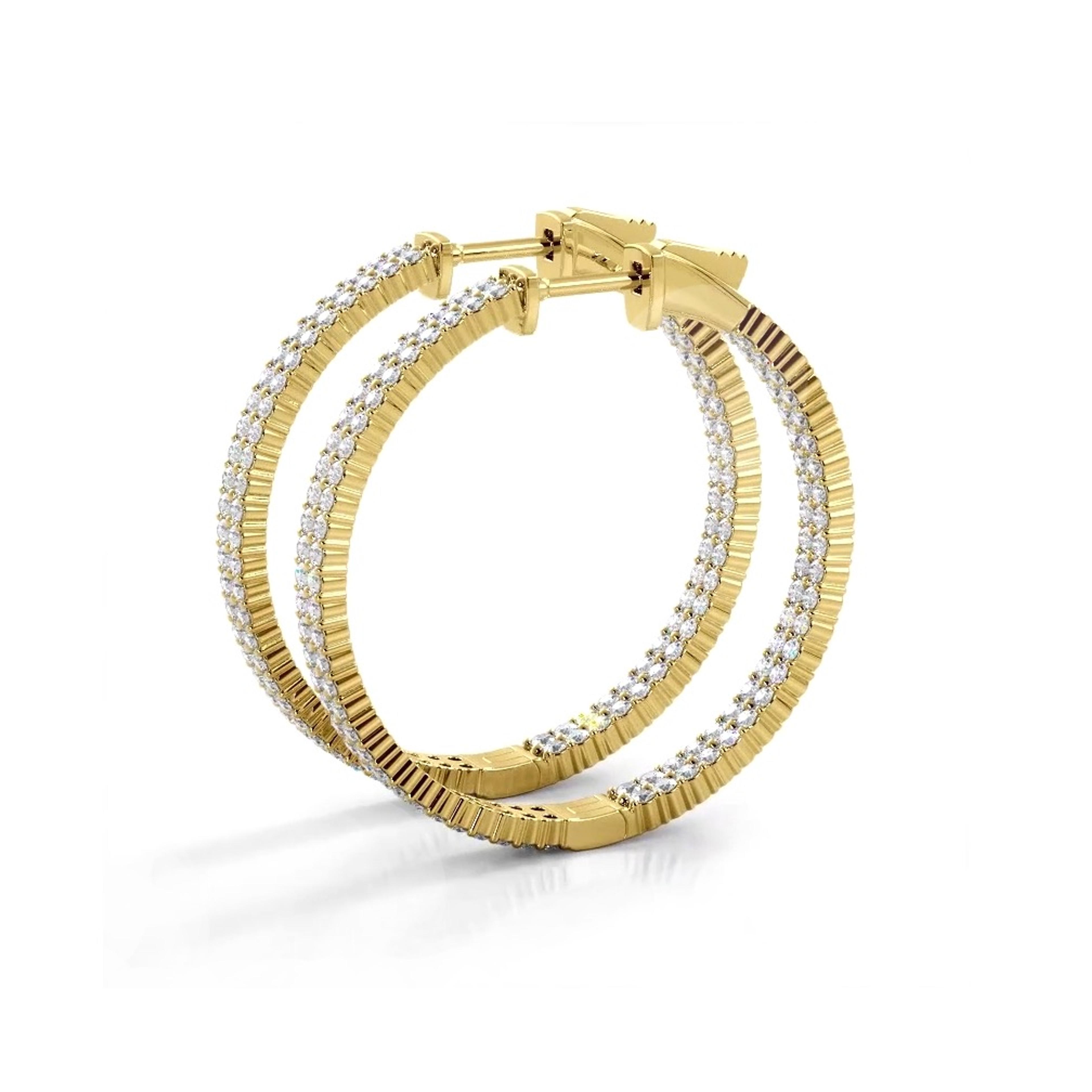 2.0 ctw. Double Row Inside Out Diamond Hoop Earrings Classic Shared Prong