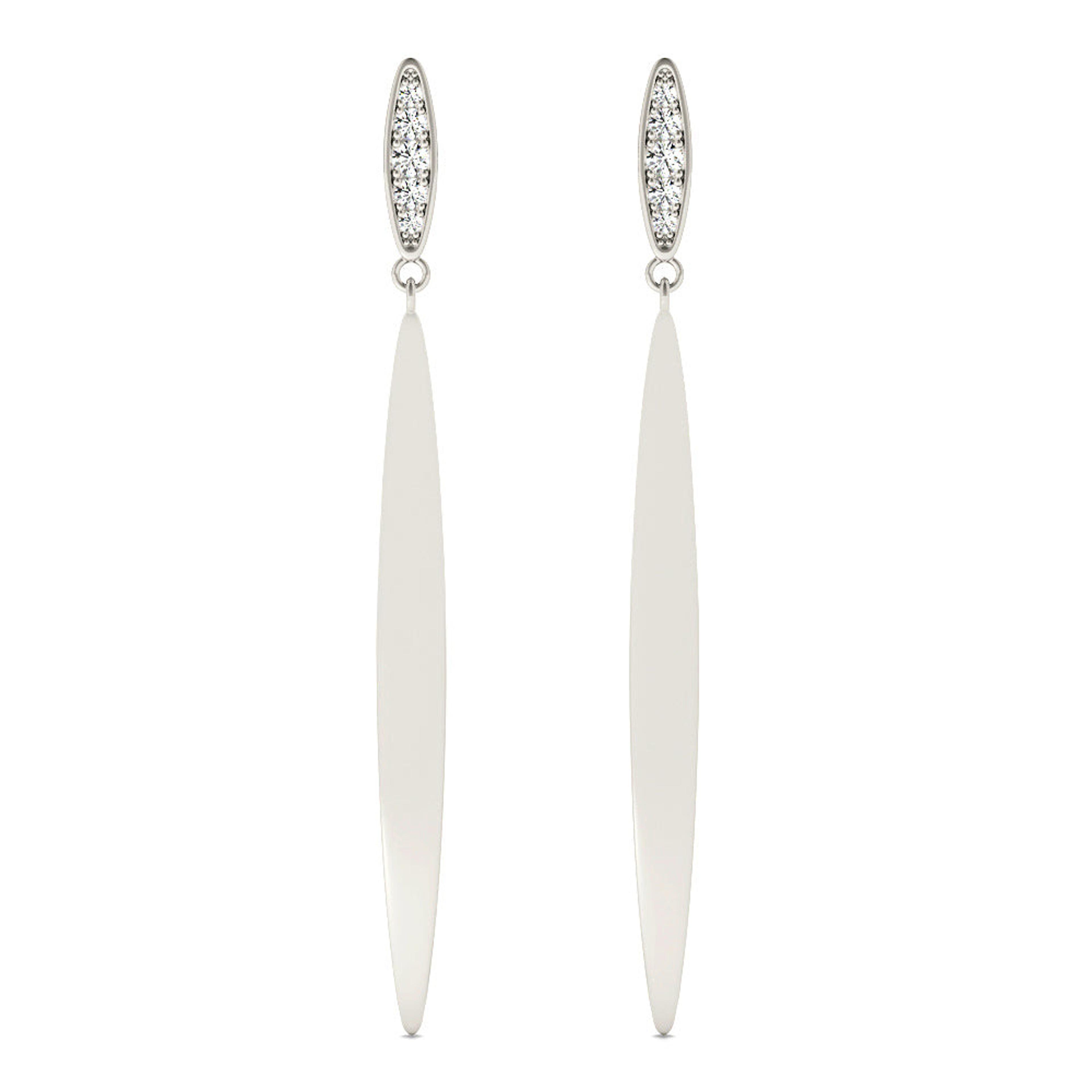 0.14 ctw Diamond Linear Drop Earrings-VIRABYANI