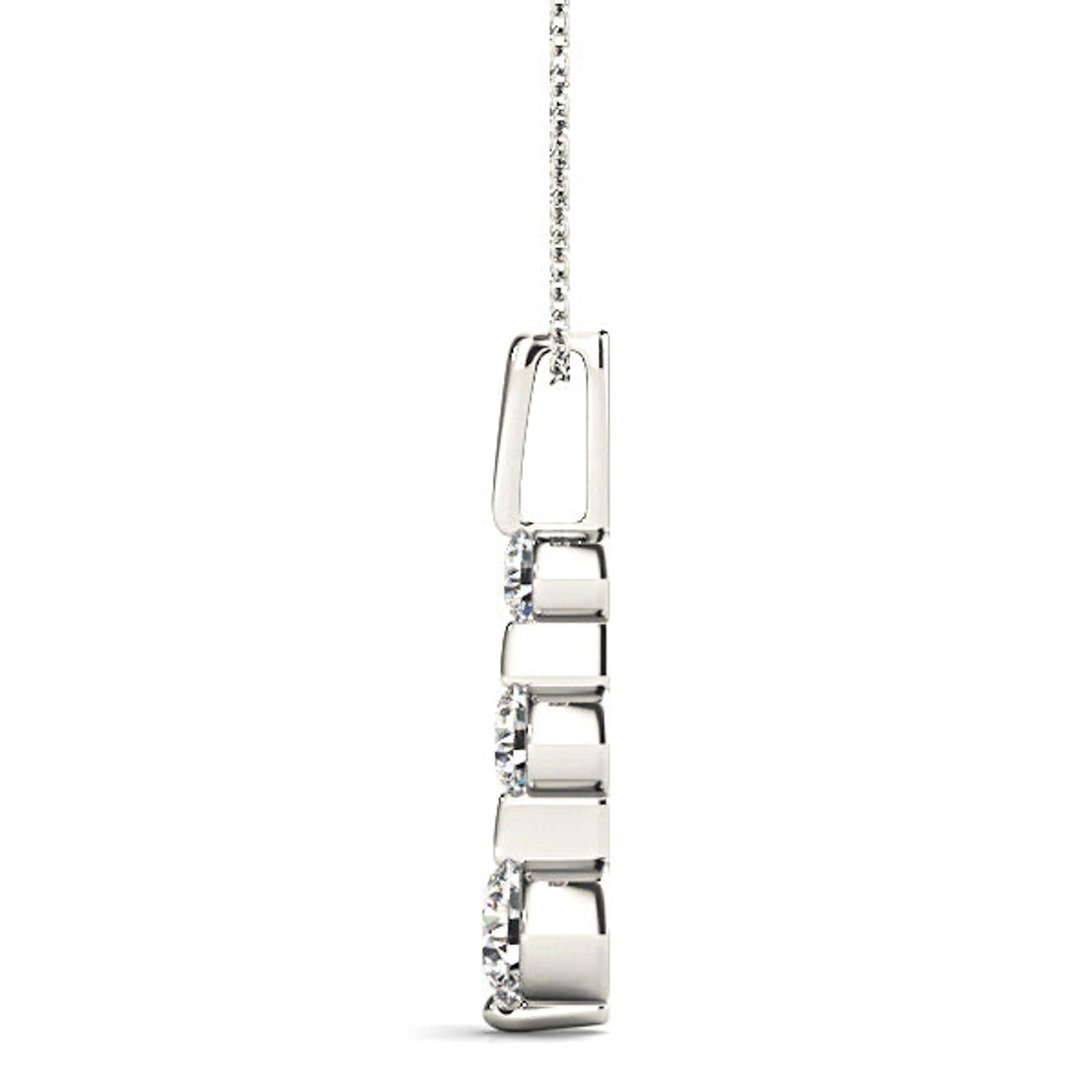 Bar Set 0.50 ctw Graduated Diamond Three Stone Necklace Pendant-VIRABYANI