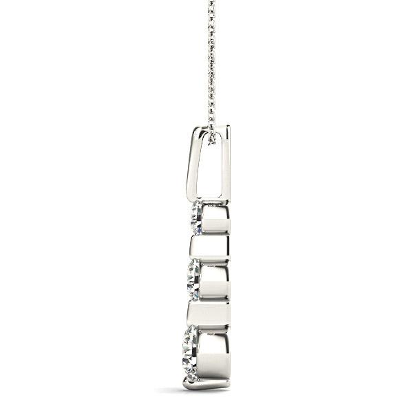 Bar Set 0.50 ctw Graduated Diamond Three Stone Necklace Pendant-VIRABYANI