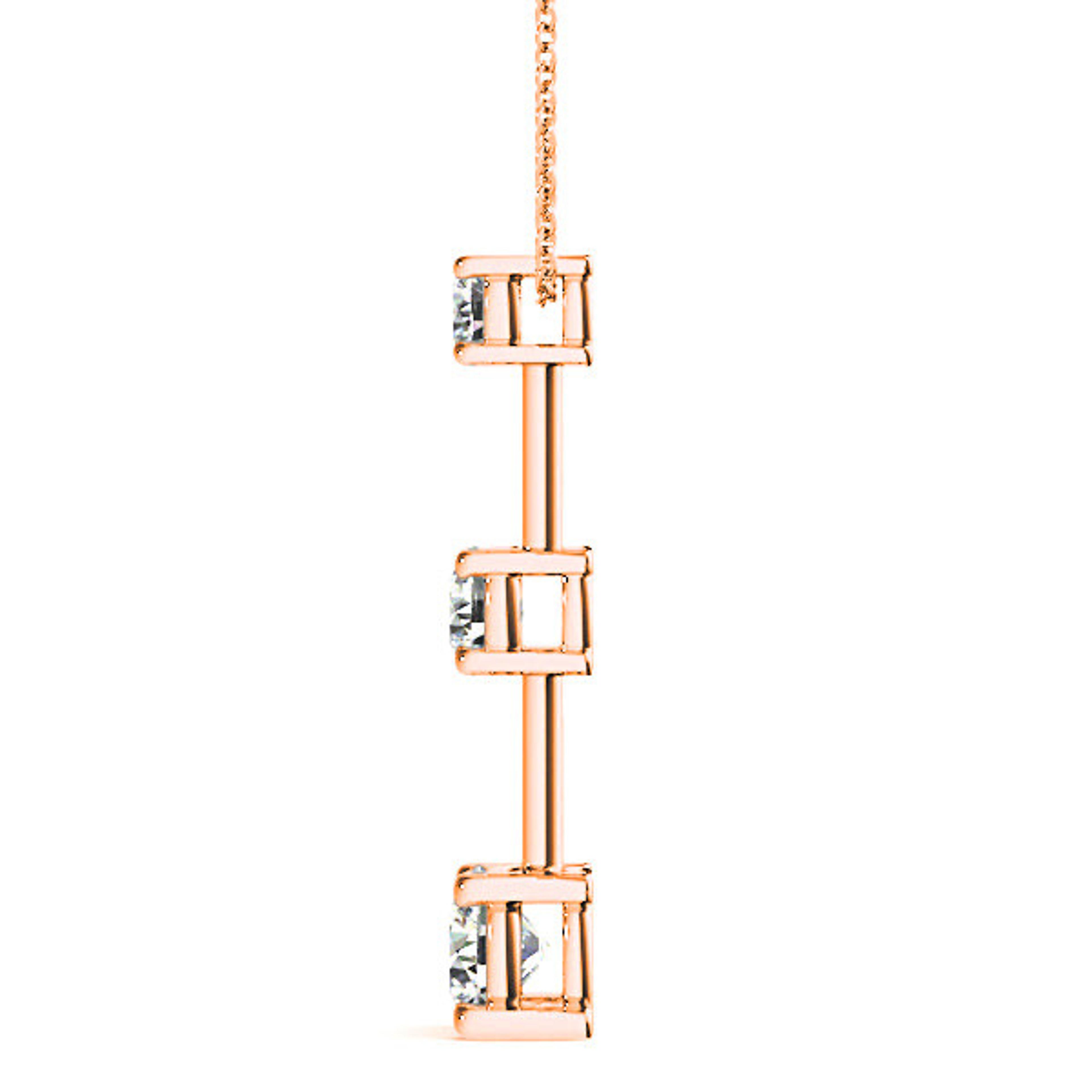 Graduated 1.00 ctw Diamond Three Stone Necklace Pendant-VIRABYANI