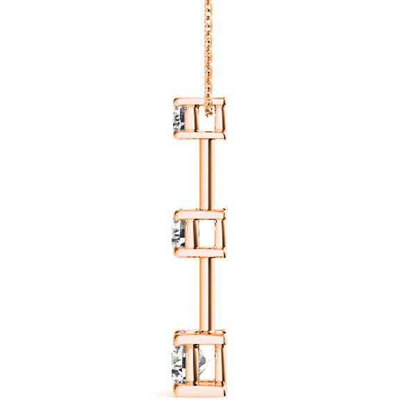 Graduated 1.00 ctw Diamond Three Stone Necklace Pendant-VIRABYANI