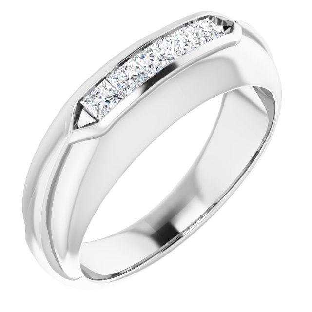Five Stone 0.50 ctw Channel Set Princess Diamond Men's Ring Success