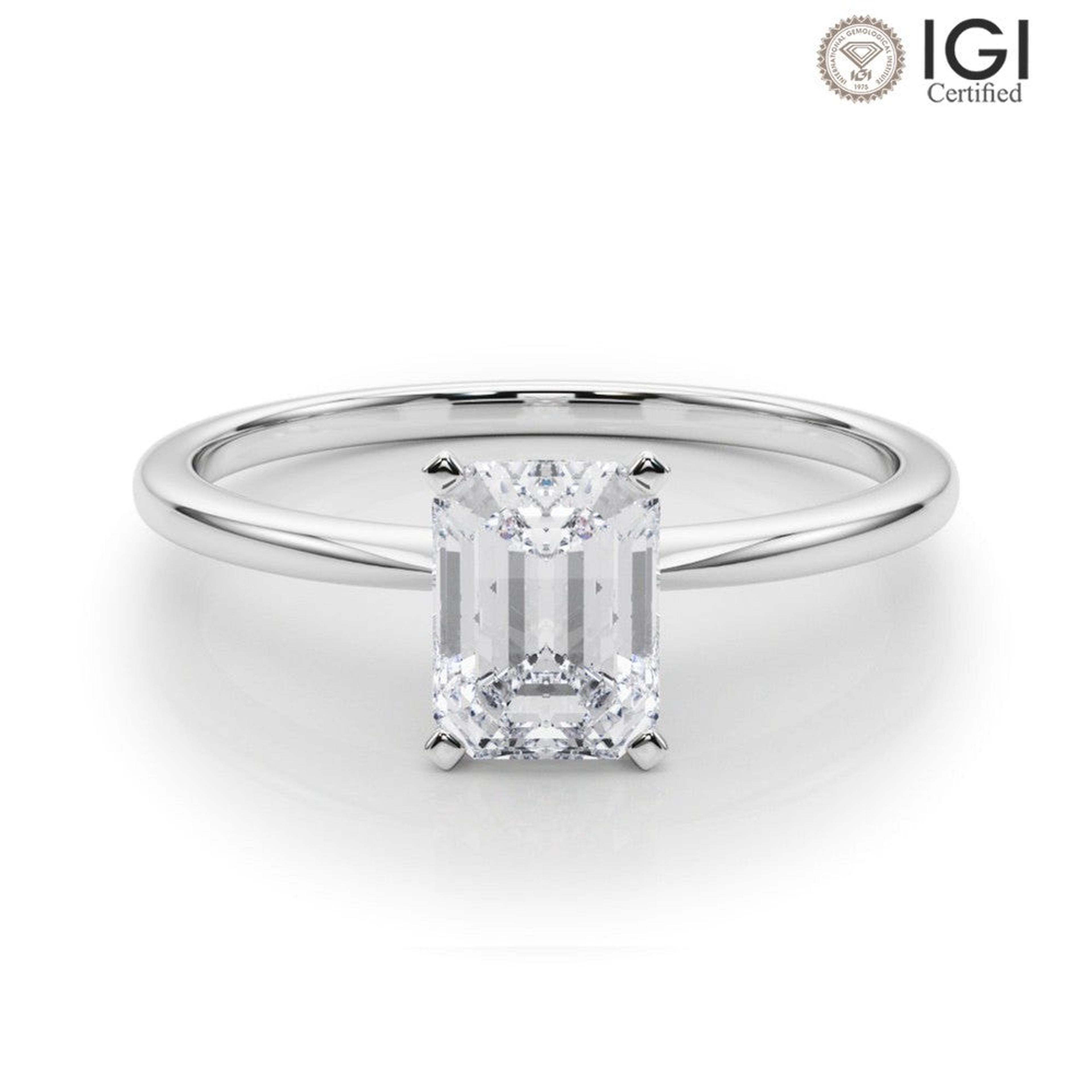 Angelica Emerald Lab Grown Diamond Solitaire Engagement Ring IGI Certified
