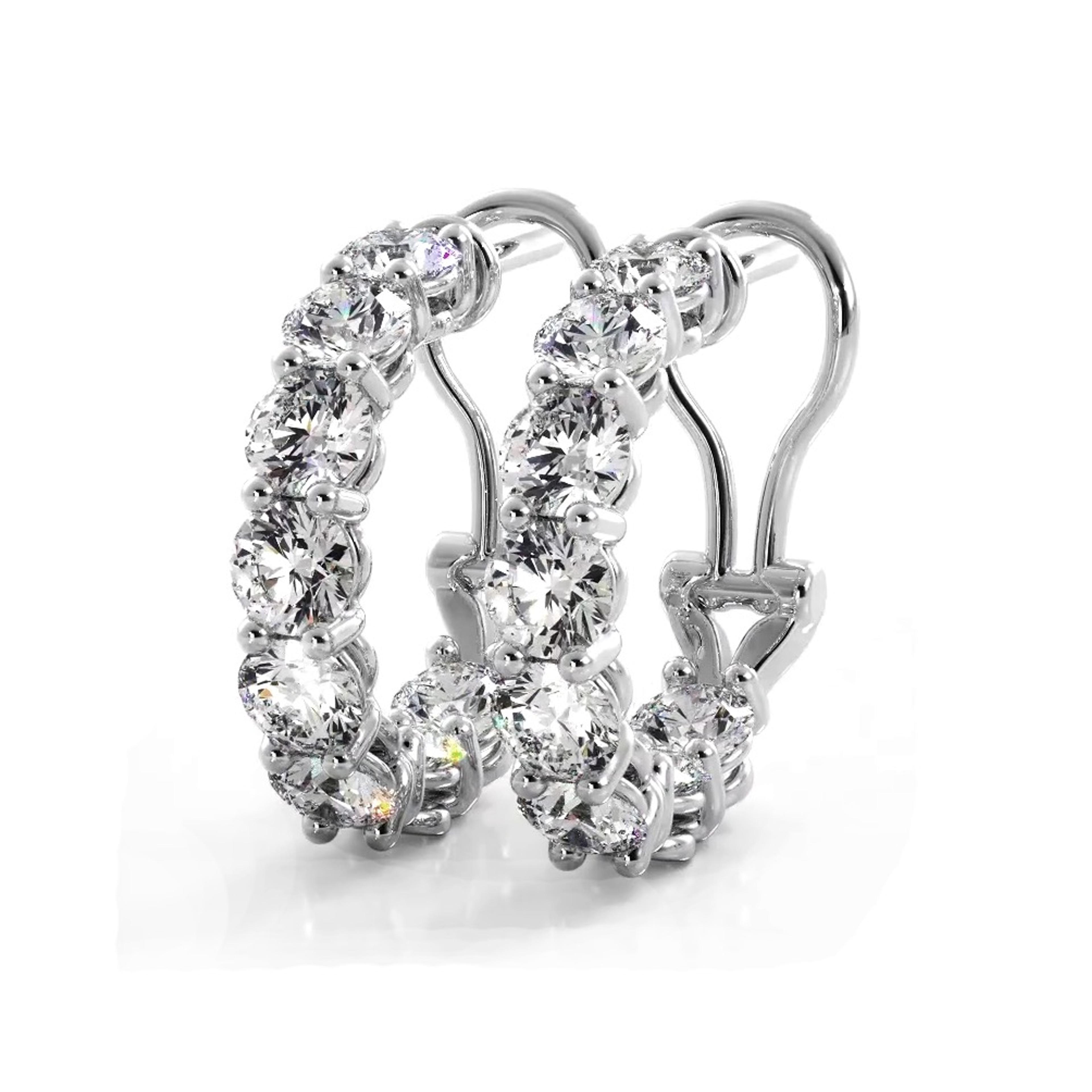 3.0 ctw. Diamond Hoop Earrings With Open Omega Backs