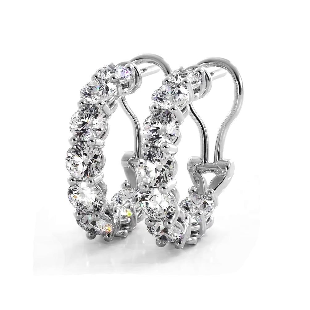 3.0 ctw. Diamond Hoop Earrings With Open Omega Backs