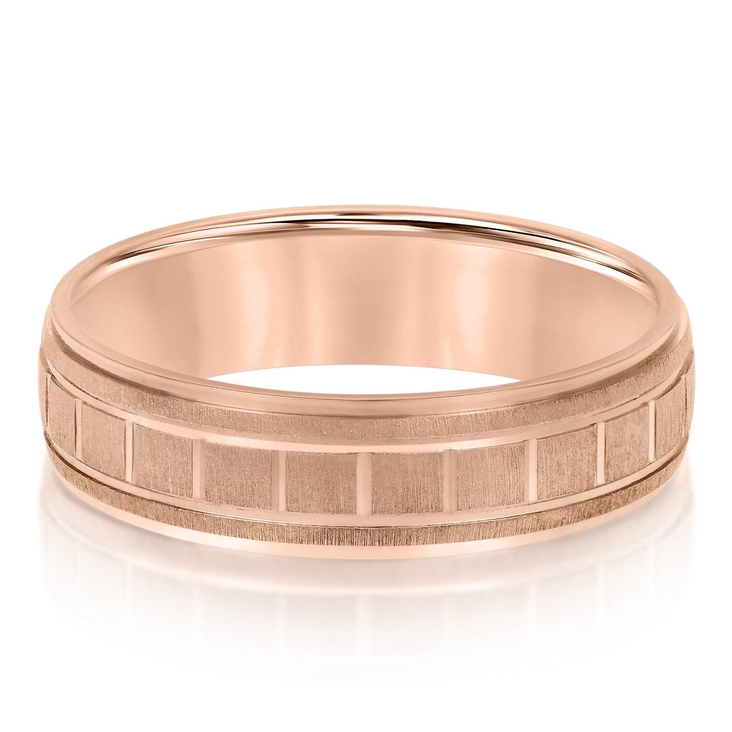 Men's Box-Patterned Brushed Wedding Band