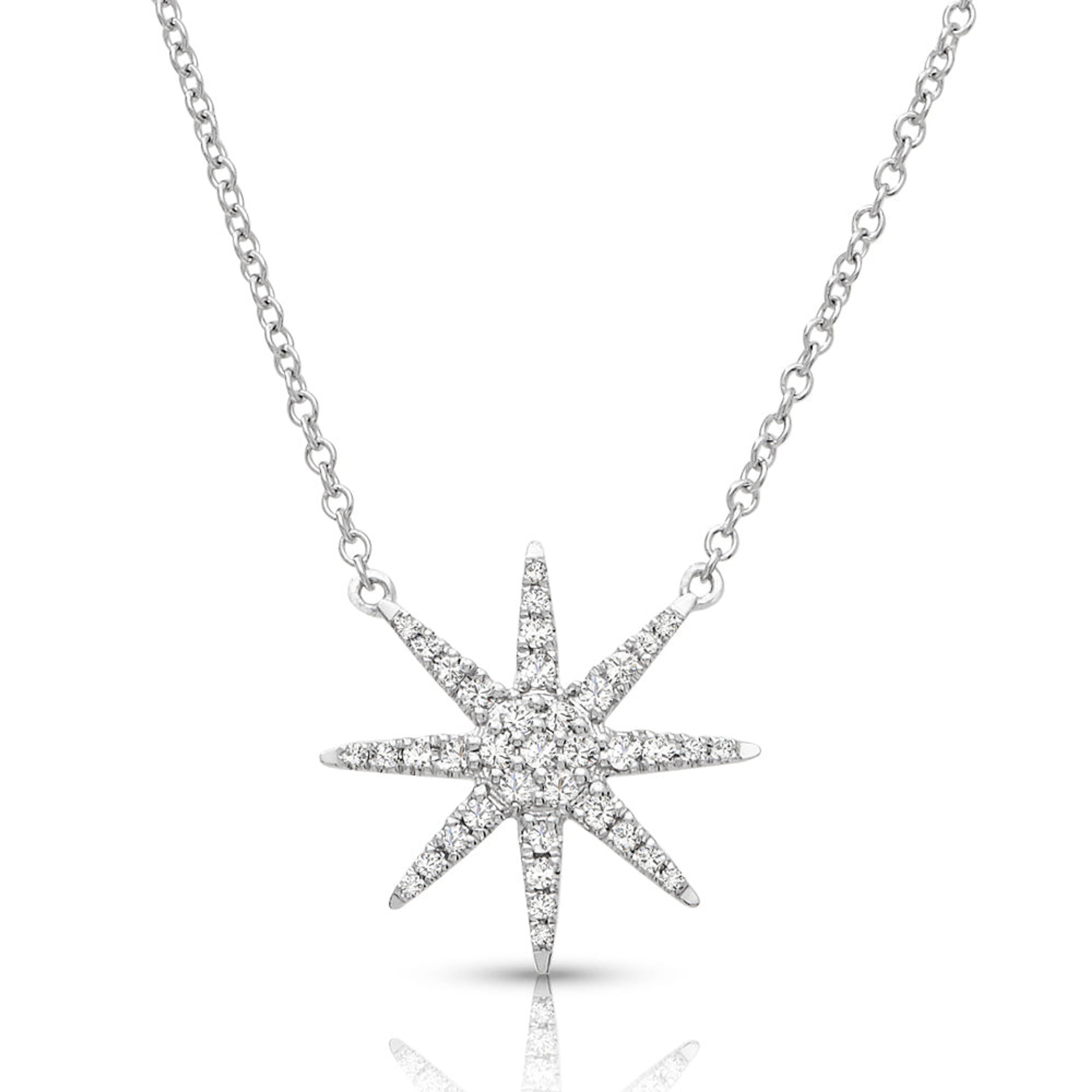 Eight-Point 0.16 ctw Diamond Star Necklace Pendant-VIRABYANI