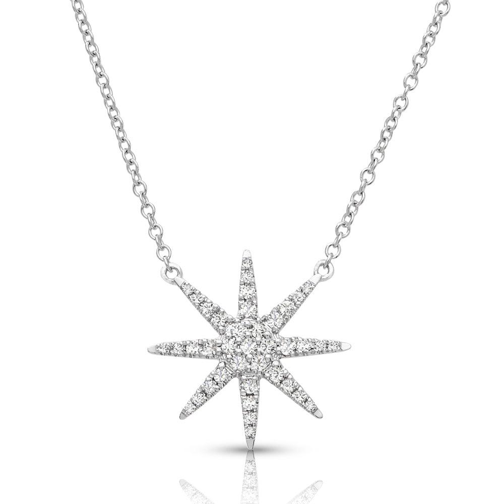 Eight-Point 0.16 ctw Diamond Star Necklace Pendant-VIRABYANI