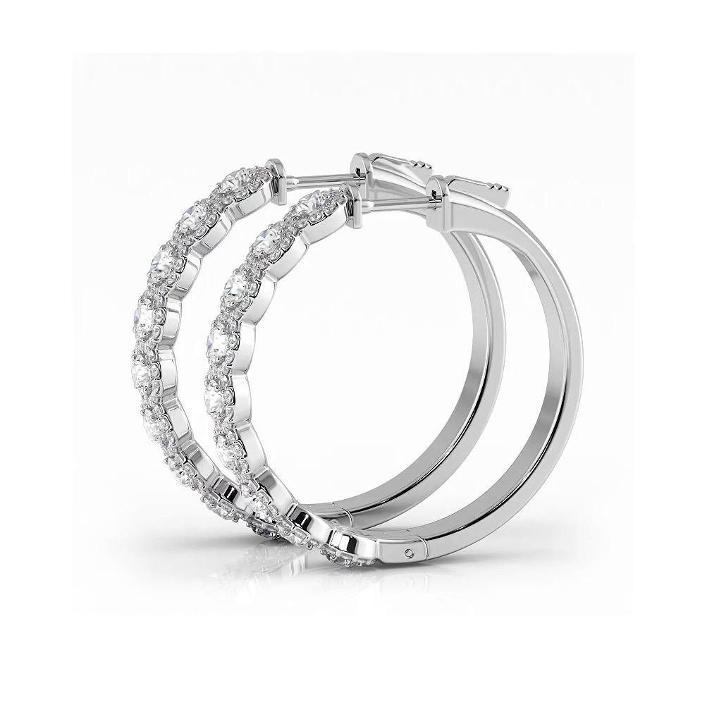 3.50 ctw. Halo Round Diamond Hoop Earrings
