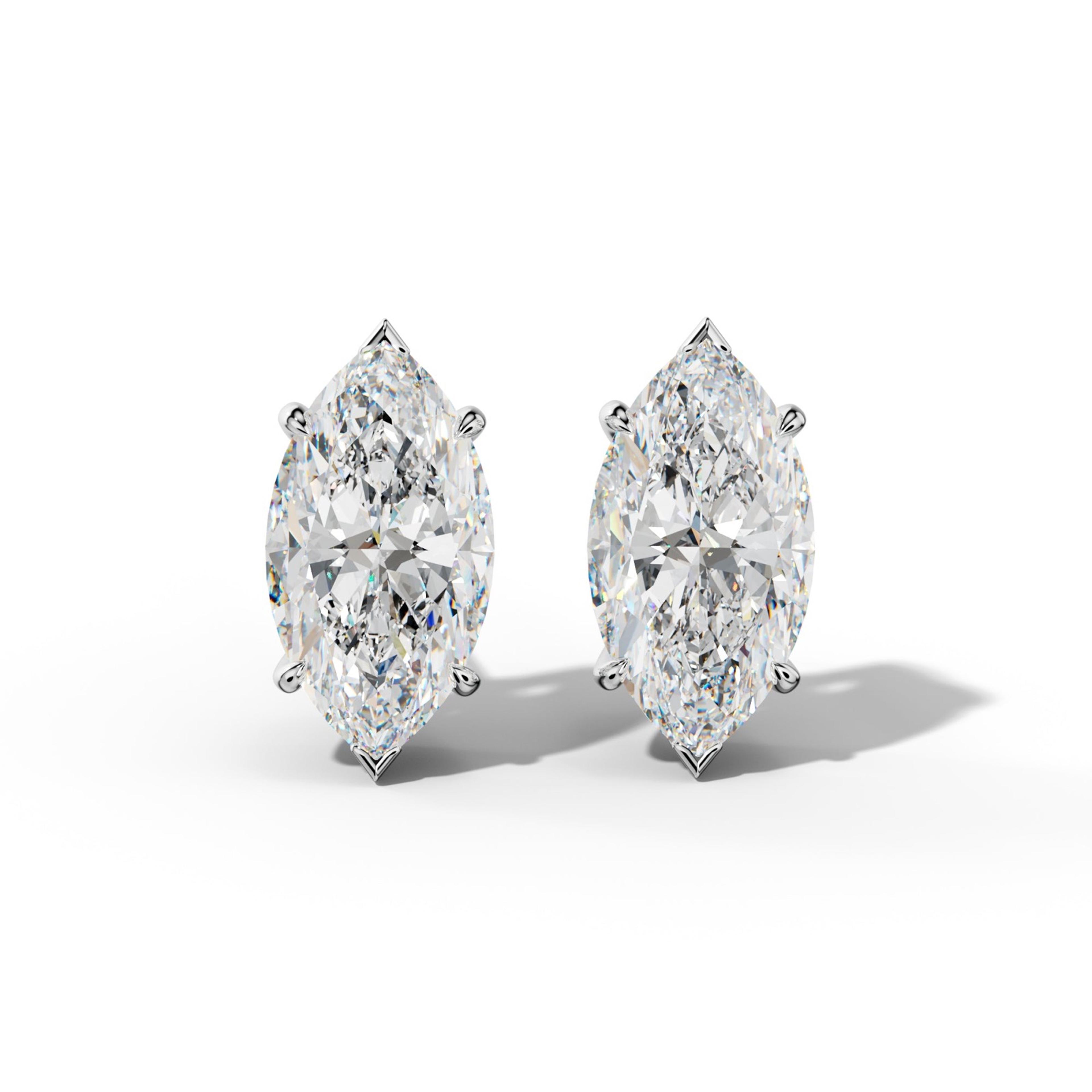 Marquise Diamond Stud Earrings With V Prong Setting