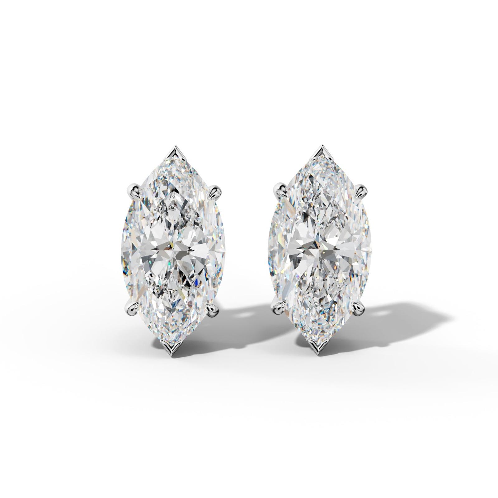 Marquise Diamond Stud Earrings With V Prong Setting