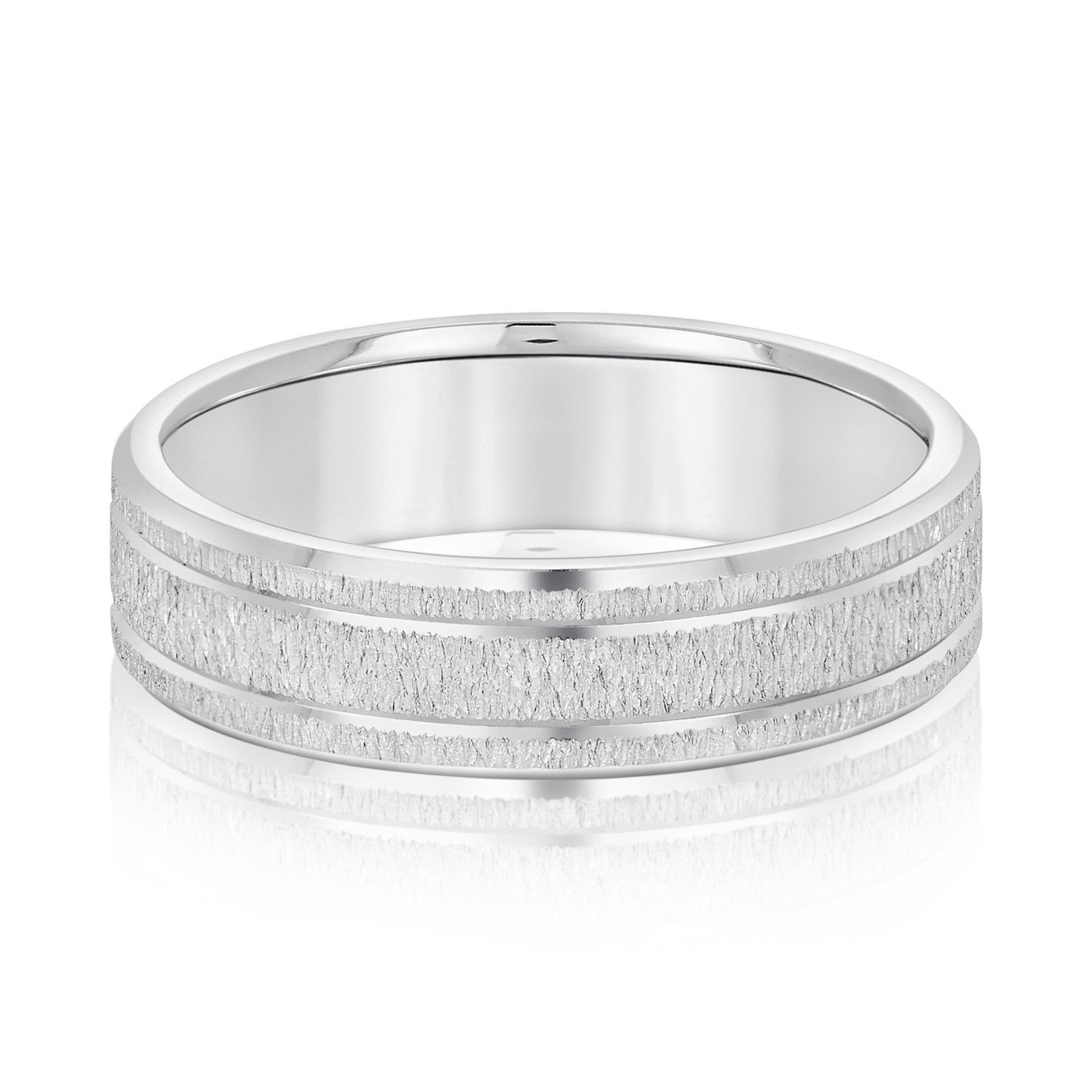 Men's Classic Carved Design Band with Double Lines