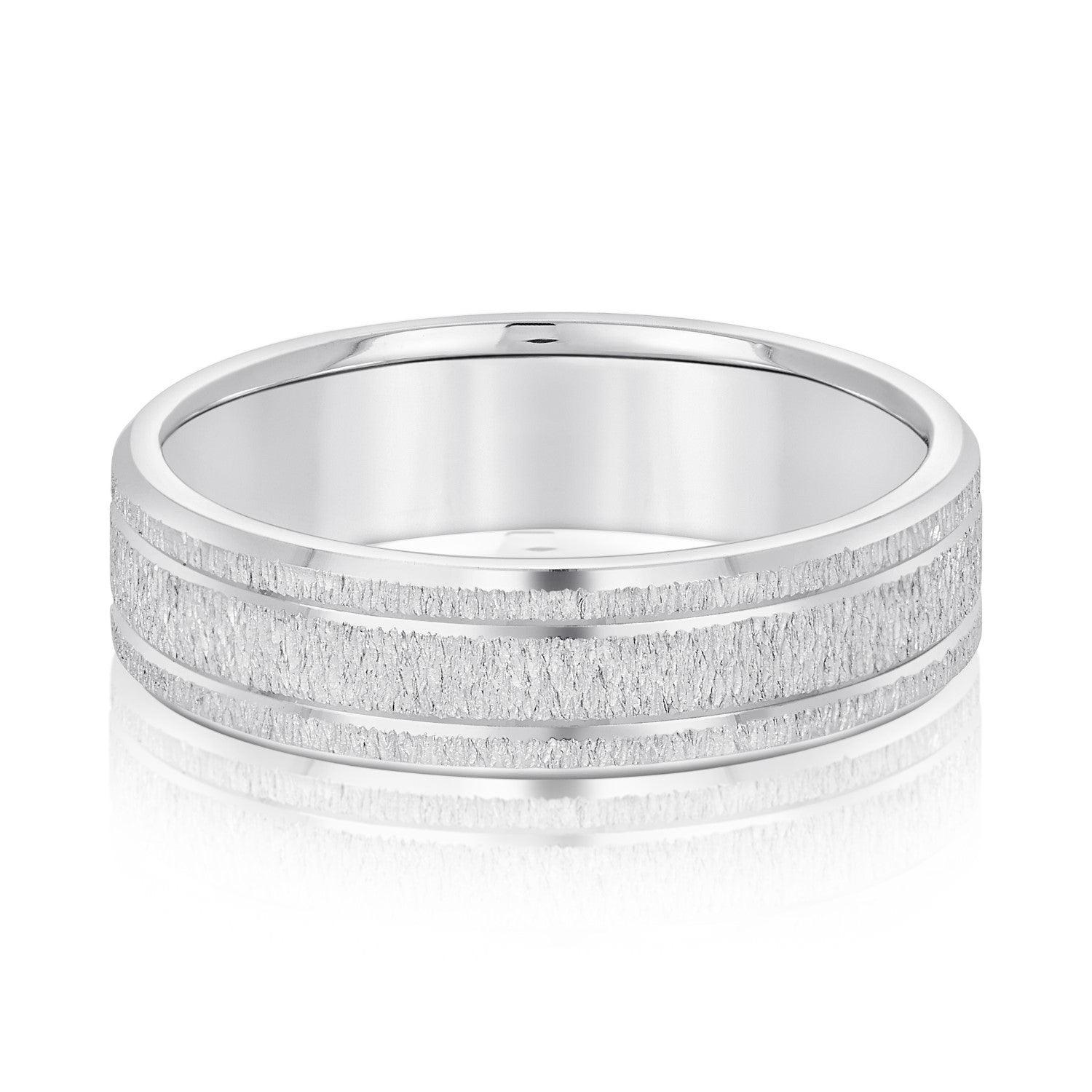 Men's Classic Carved Design Band with Double Lines