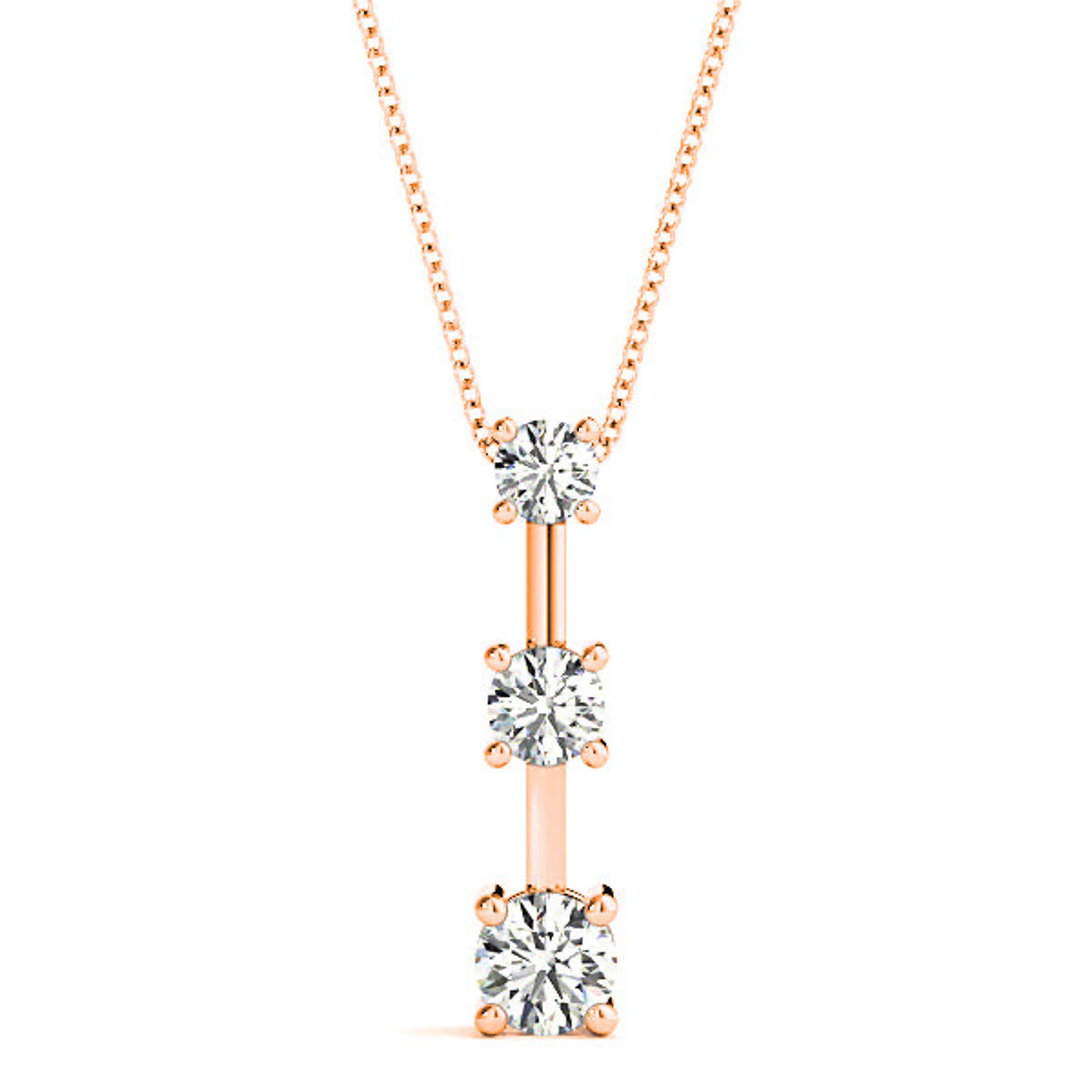 Graduated 1.00 ctw Diamond Three Stone Necklace Pendant-VIRABYANI