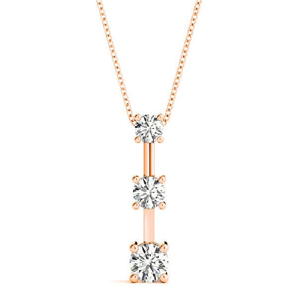Graduated 1.00 ctw Diamond Three Stone Necklace Pendant-VIRABYANI