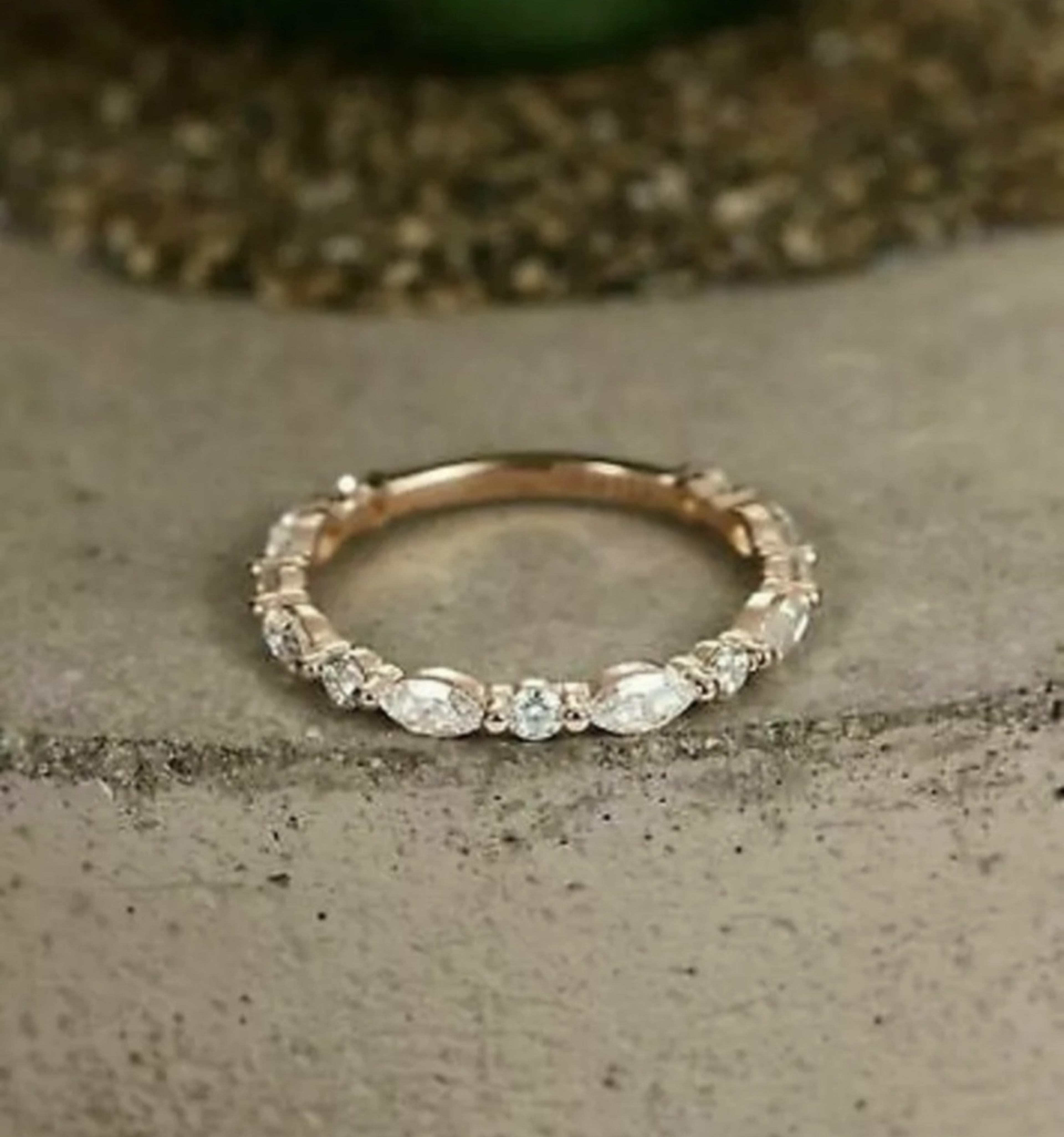 Custom Made 1.00 ctw. Marquise and Round Diamond Band-VIRABYANI