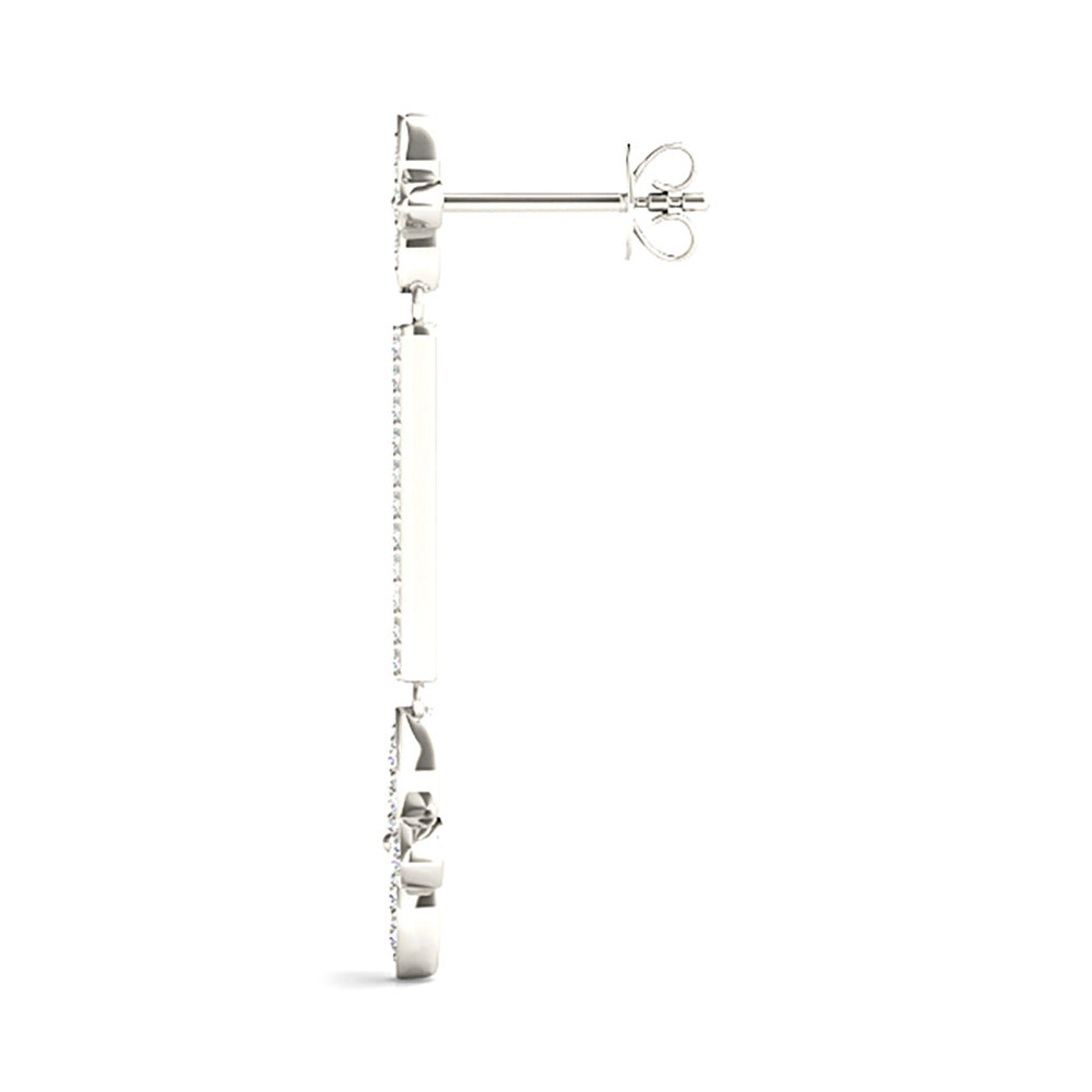 0.40 ctw Diamond Linear Drop Flower Earrings-VIRABYANI