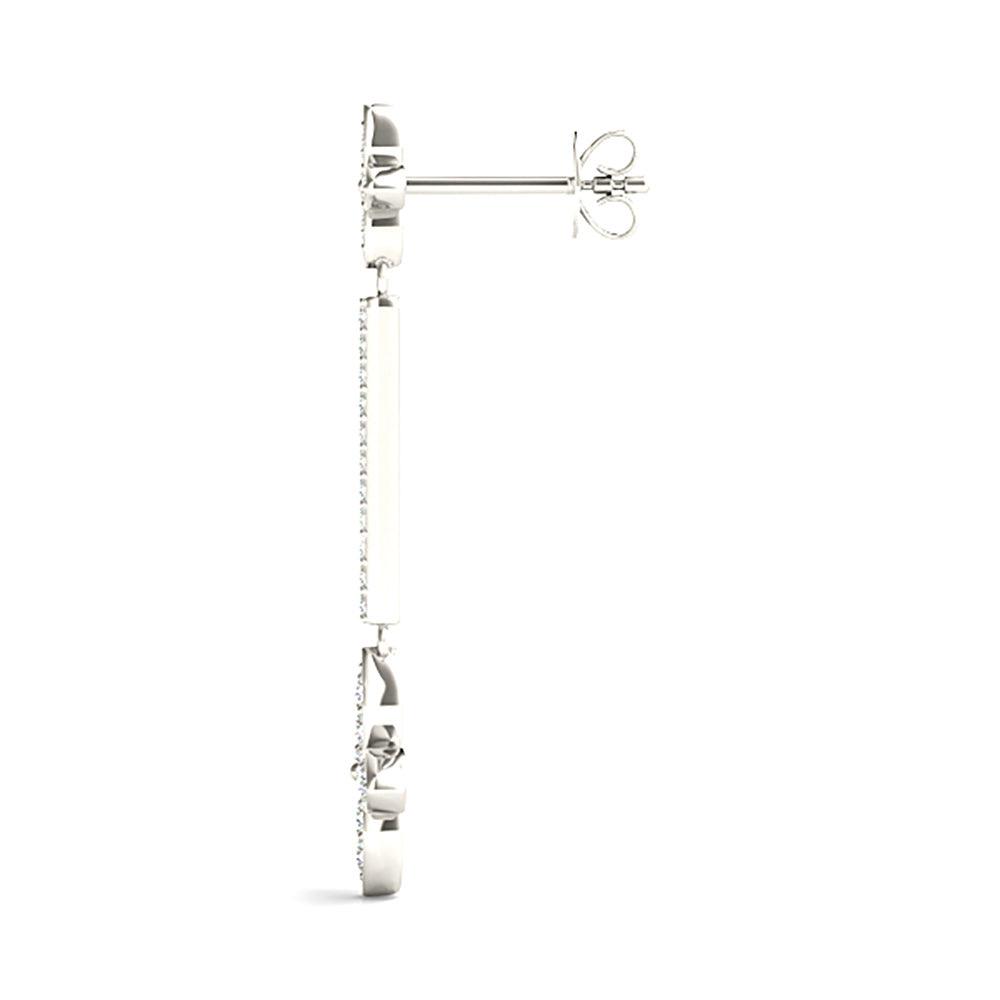 0.40 ctw Diamond Linear Drop Flower Earrings-VIRABYANI