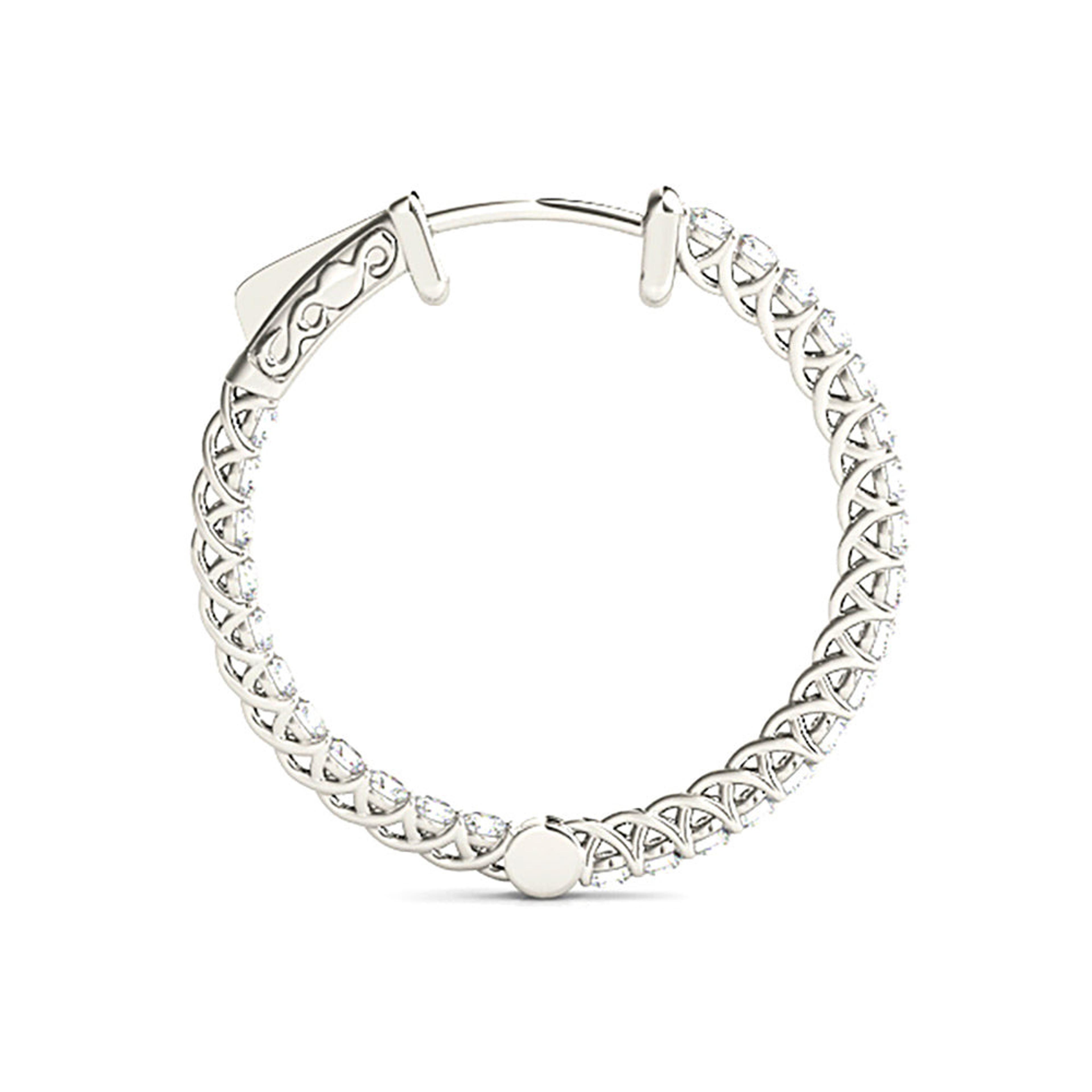 2.00 ctw Diamond Hoop Earrings Inside-Out Style