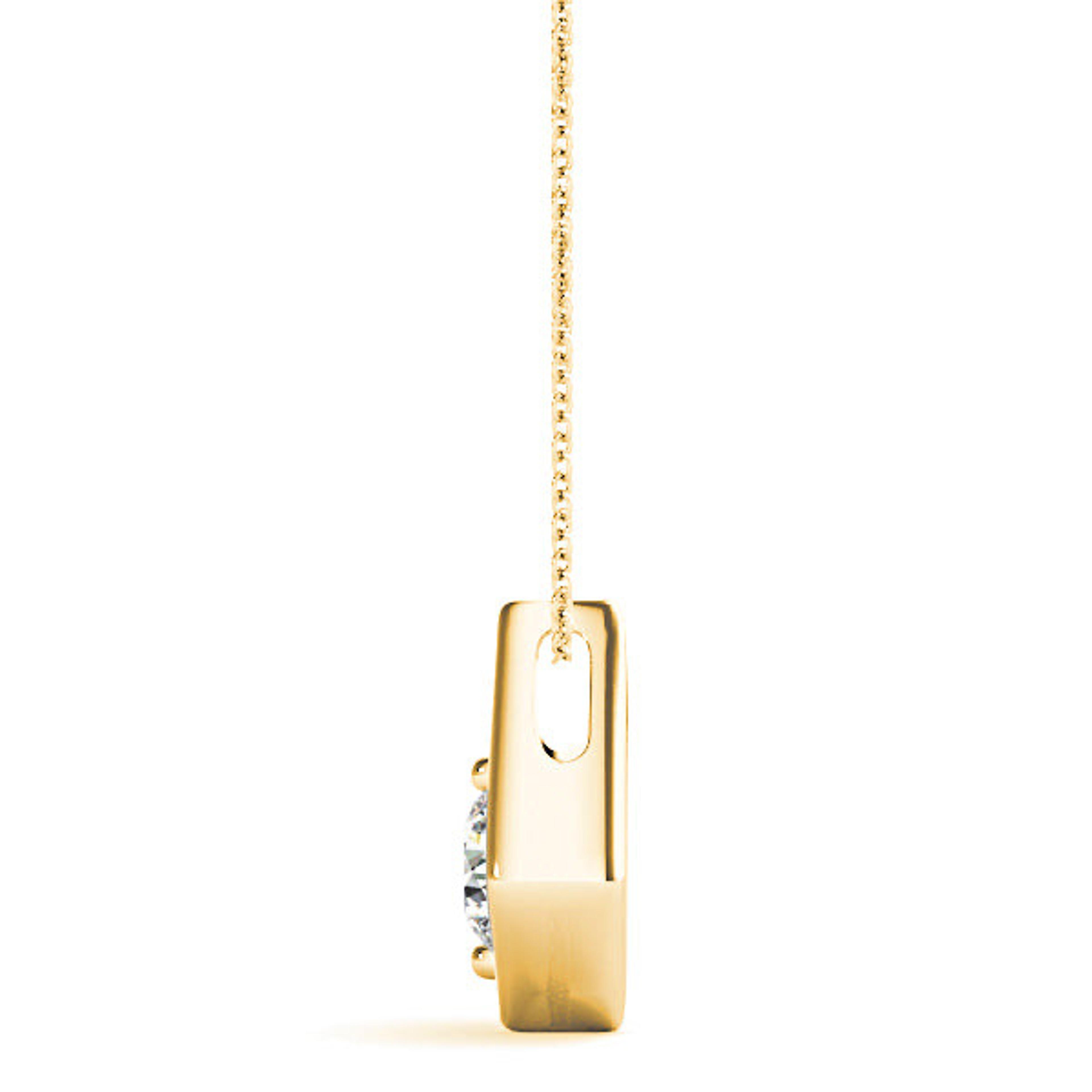 Two Prong Round Diamond Solitaire Necklace Pendant-VIRABYANI