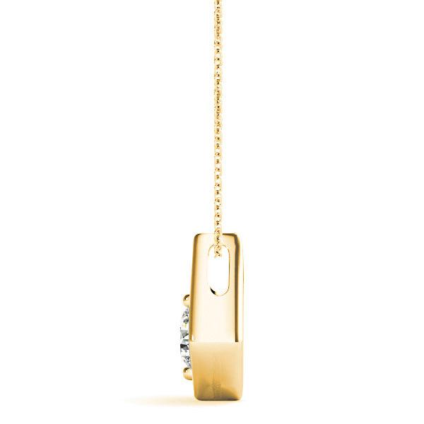 Two Prong Round Diamond Solitaire Necklace Pendant-VIRABYANI