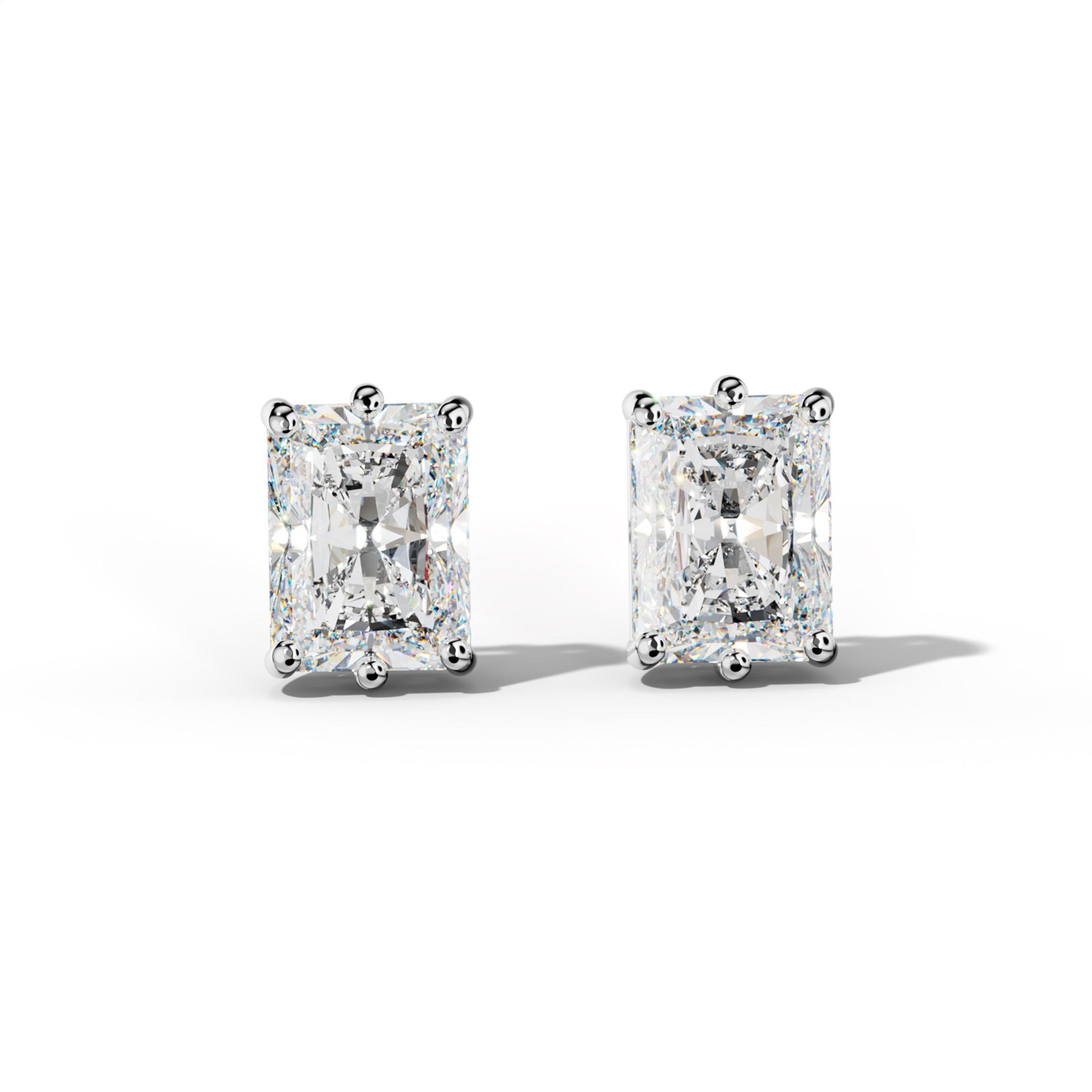 Radiant Diamond Stud Earrings With Classic Six Prongs