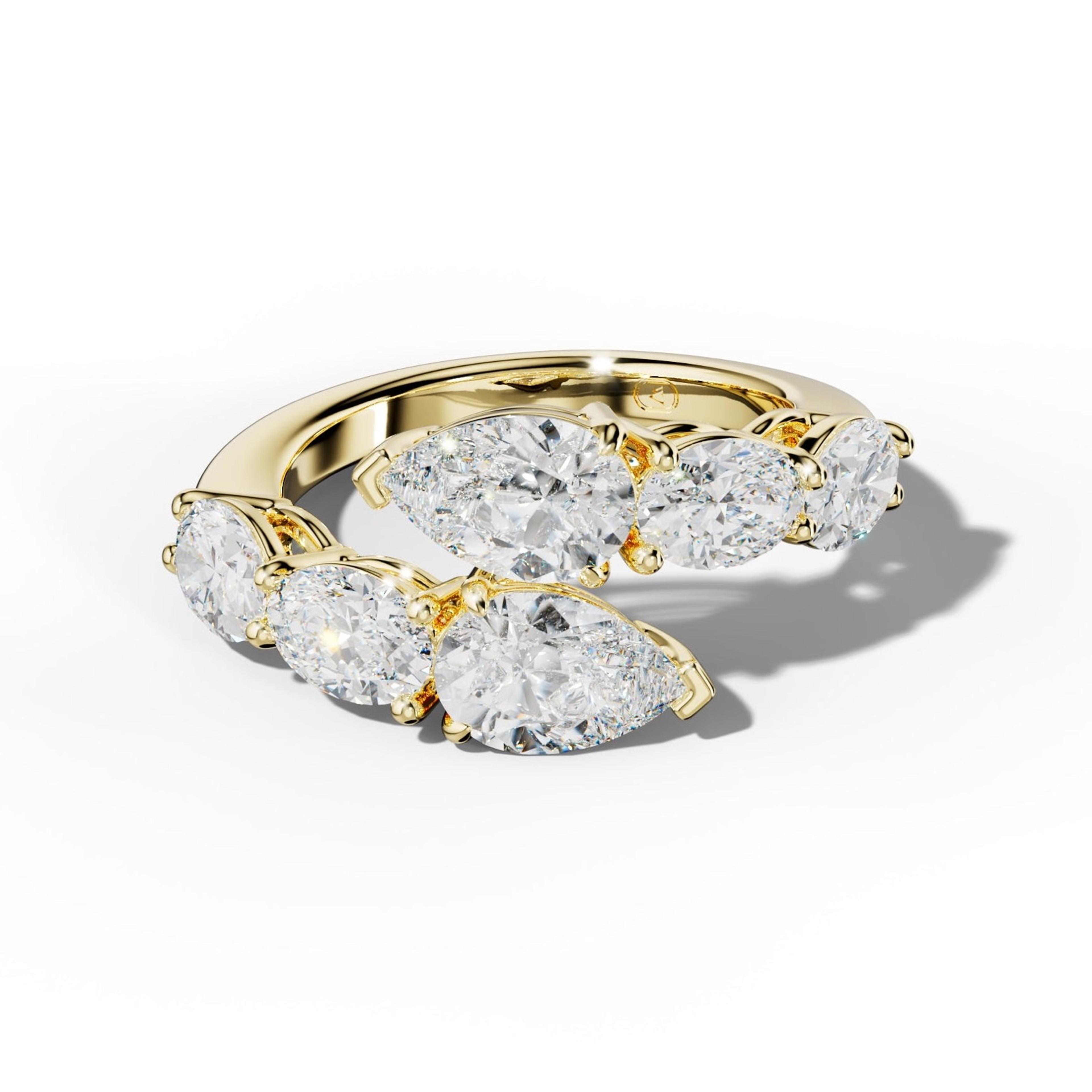 4.0 ct Oval and Pear Shape Diamond Open Wedding Band