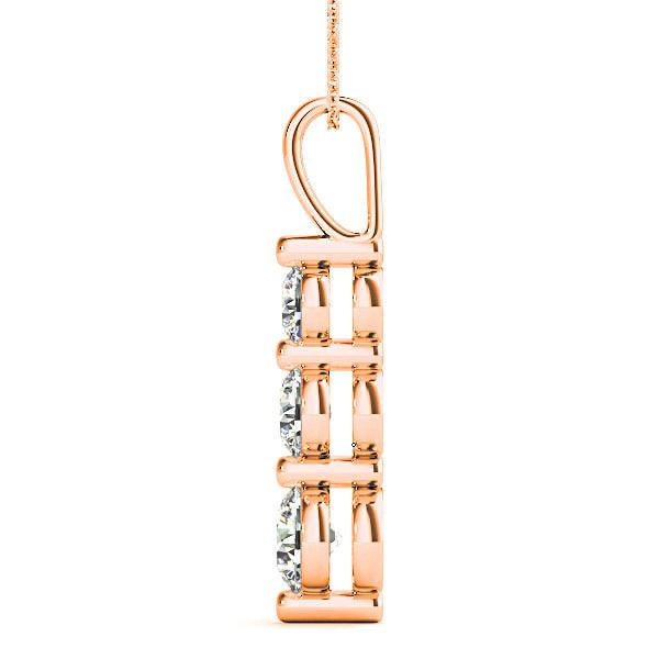 Shared Prong 1.00 ctw Diamond Three Stone Necklace Pendant-VIRABYANI